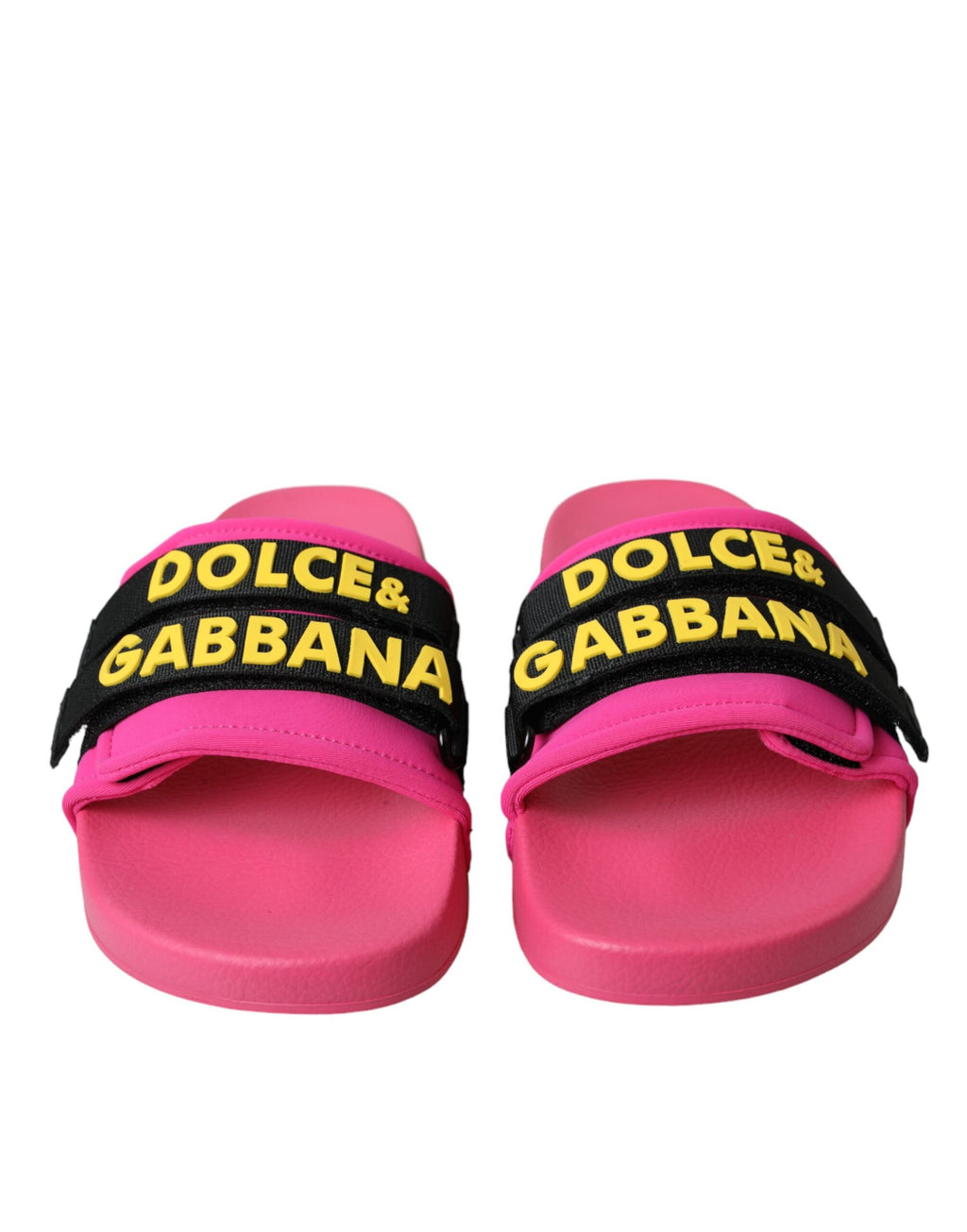 Dolce &amp; Gabbana Pink Schwarz Logo Beachwear Flats Sandalen Schuhe