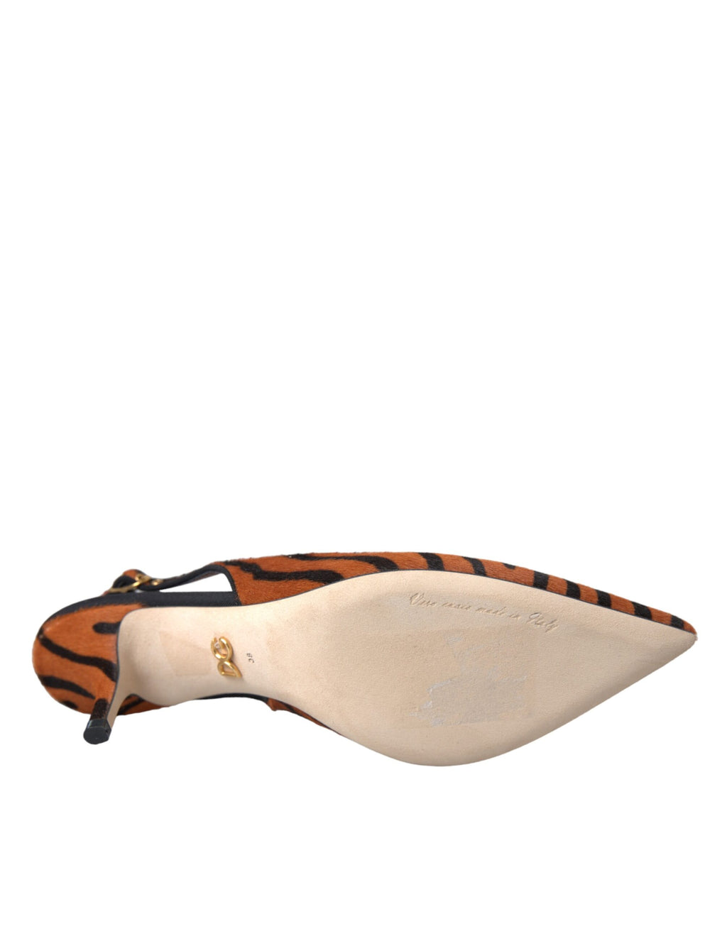Dolce &amp; Gabbana – Slingbacks aus Leder mit Zebramuster in Schwarz und Orange