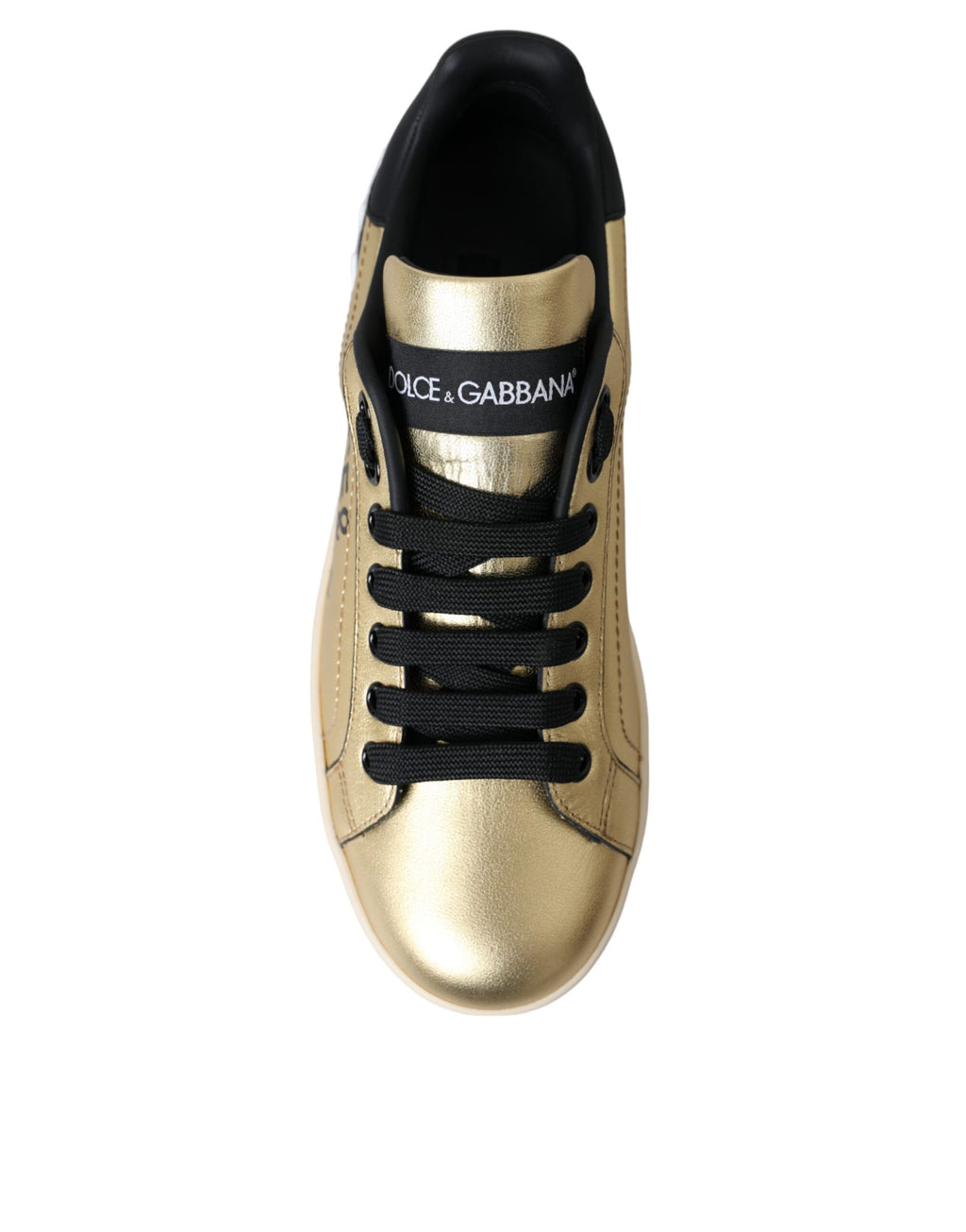 Dolce &amp; Gabbana Sneakers Portofino aus goldenem Kalbsleder Damen Schuhe