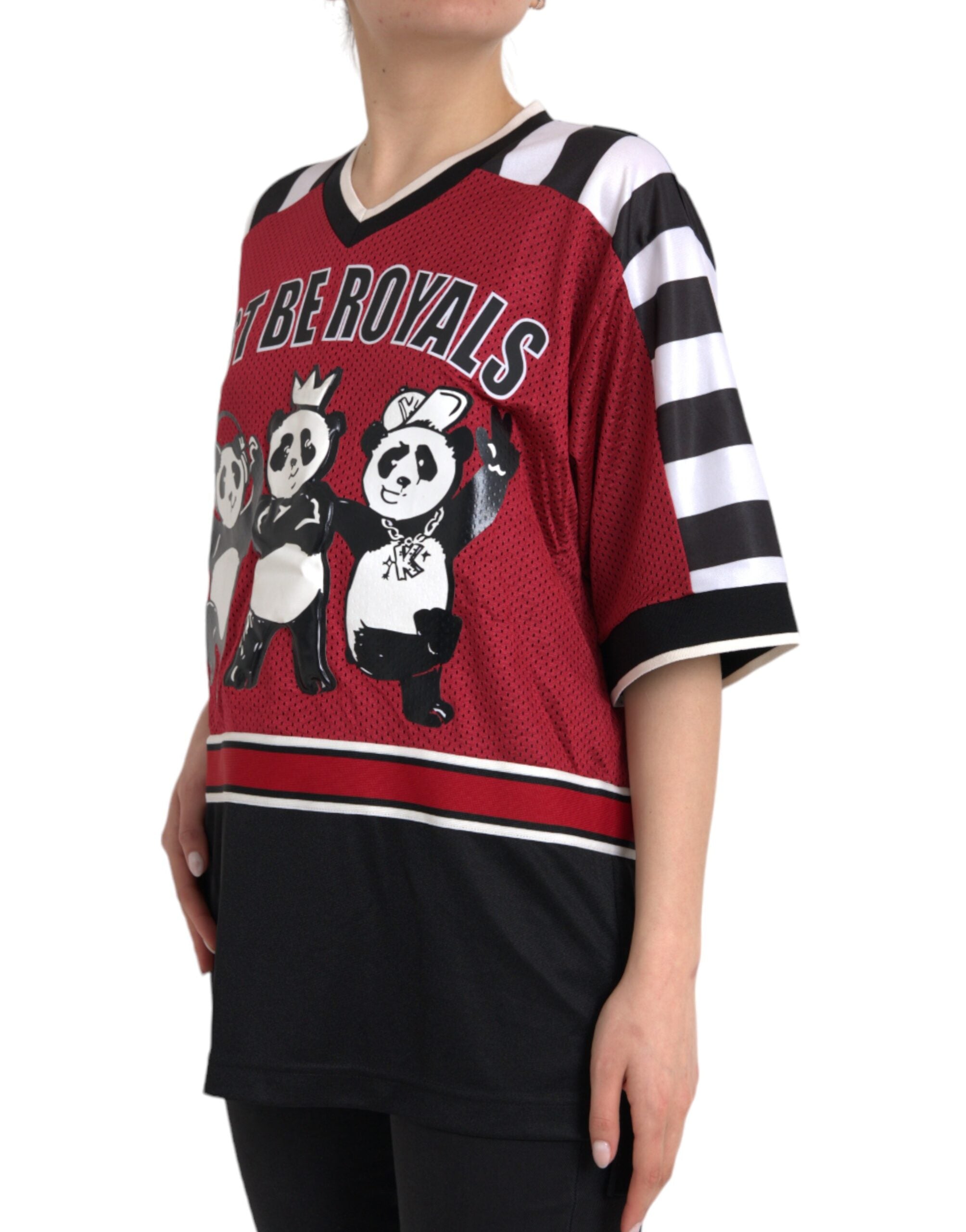 Dolce &amp; Gabbana – Mehrfarbiges, übergroßes T-Shirt mit Panda-Motiv „Royals“