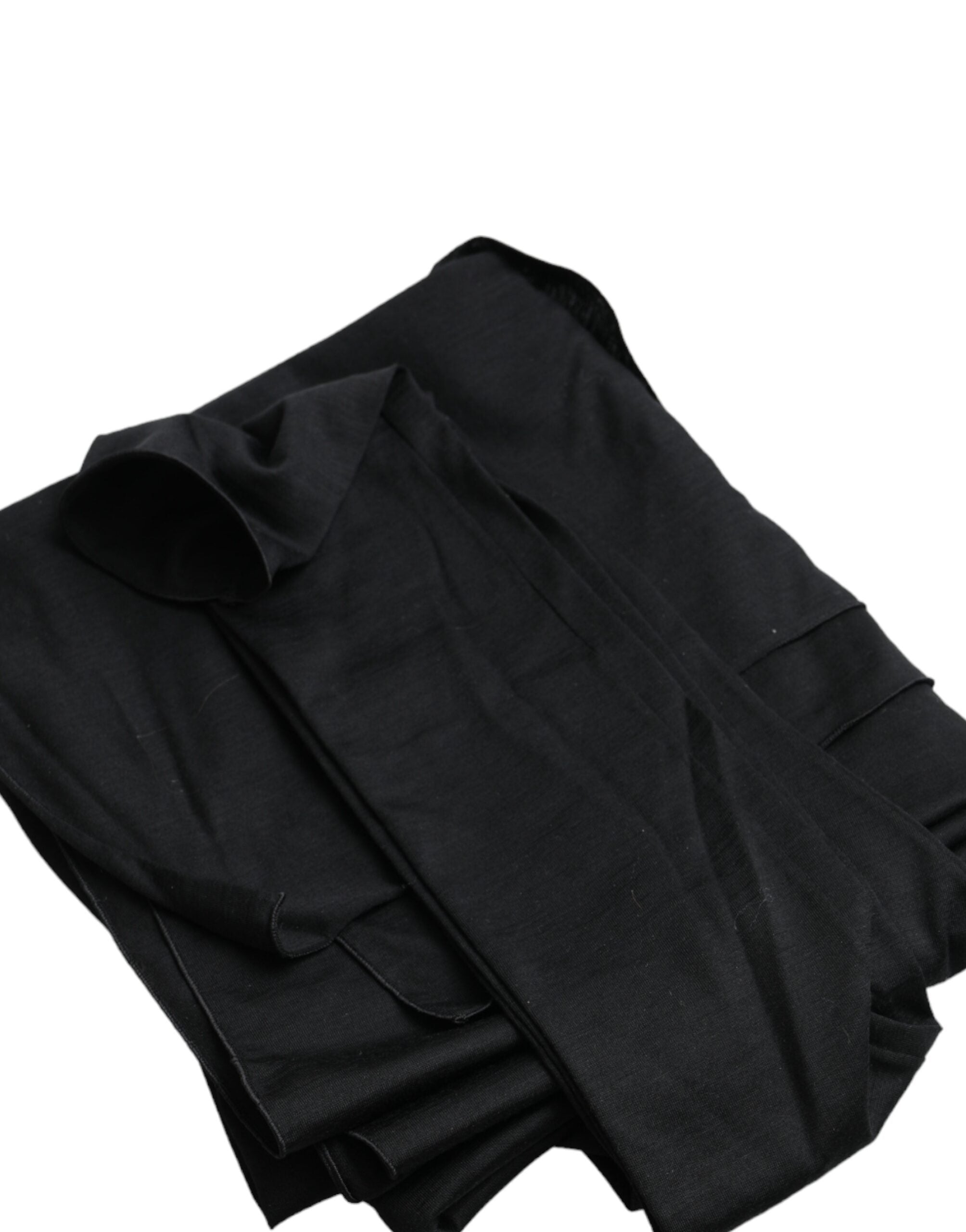 Dolce &amp; Gabbana – Asymmetrisches Langarm-Top aus schwarzer Wolle mit Cut-outs