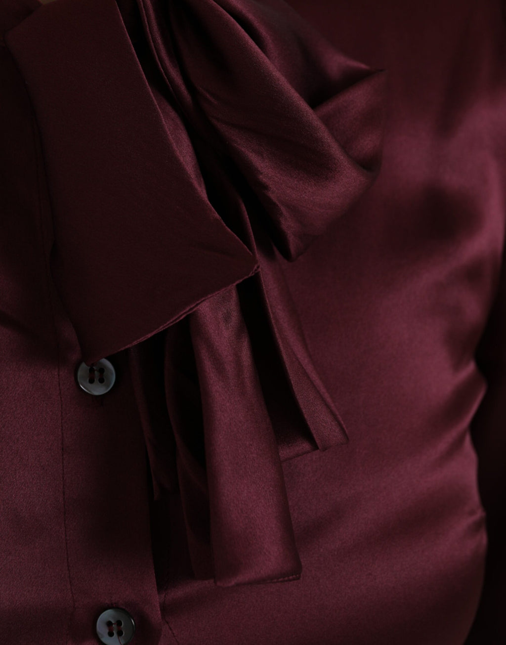 Dolce &amp; Gabbana – Kastanienbraune Bluse mit Ascot-Kragen und langen Ärmeln