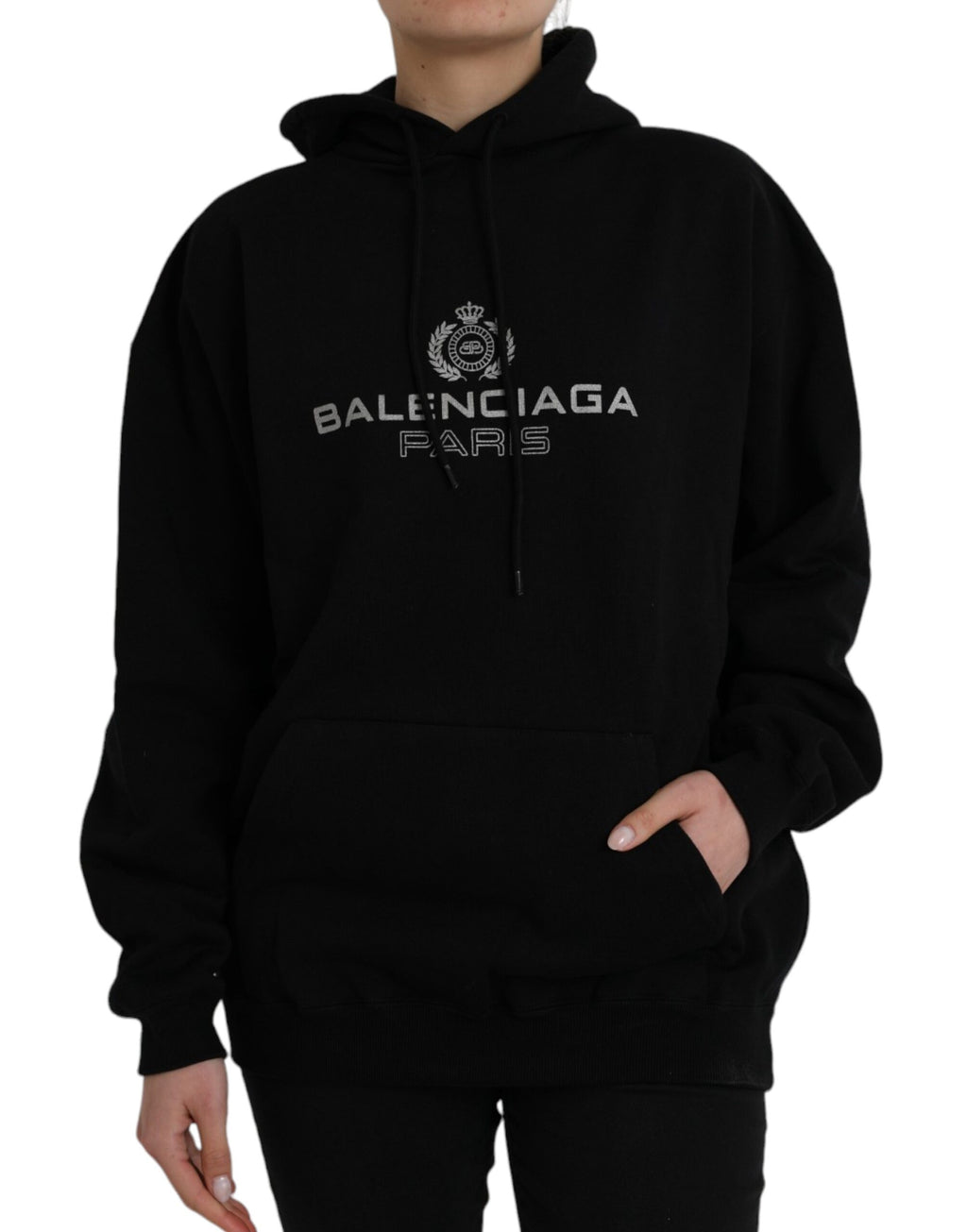 Balenciaga – Schwarzer Kapuzenpullover aus Baumwolle mit Logo