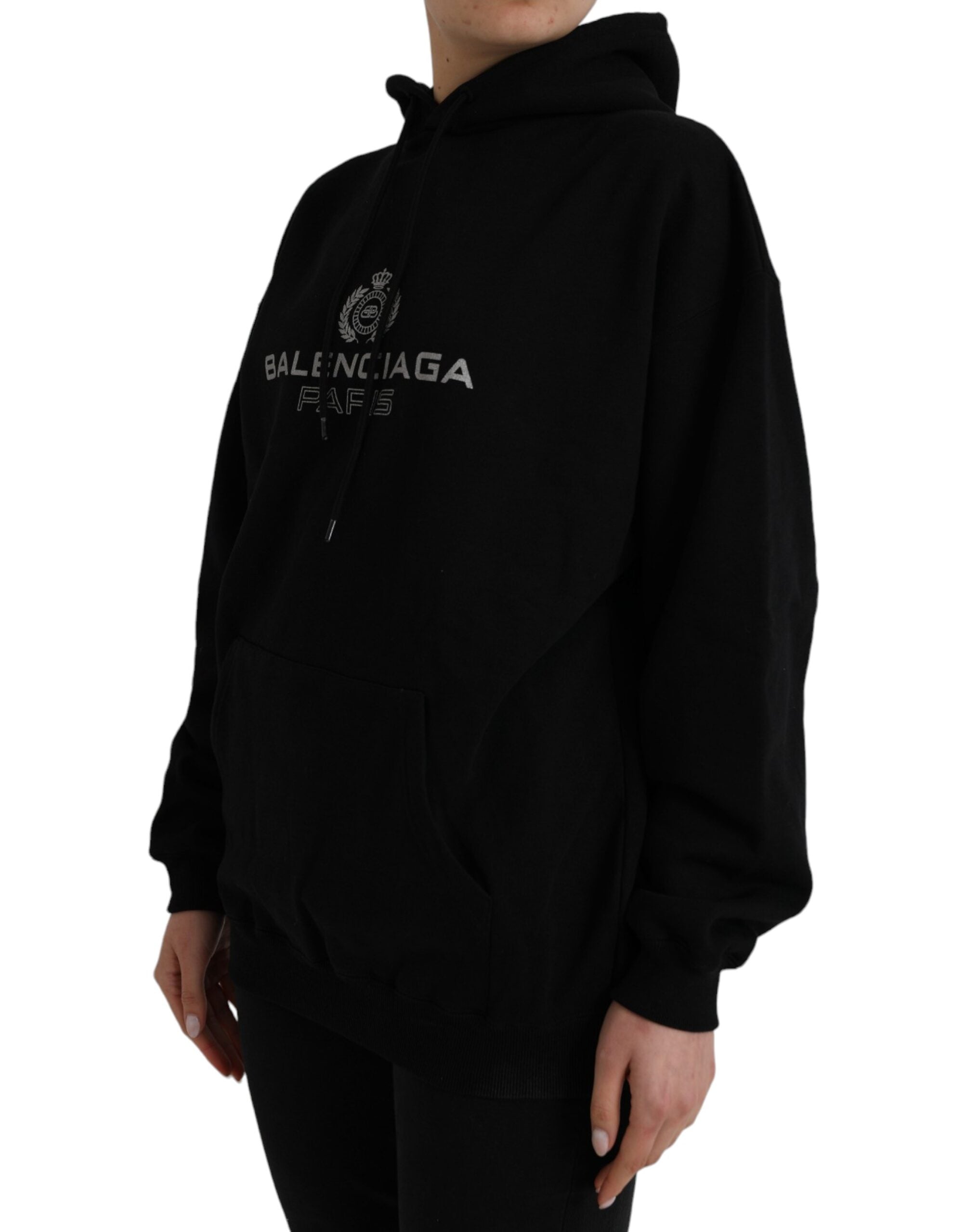 Balenciaga – Schwarzer Kapuzenpullover aus Baumwolle mit Logo