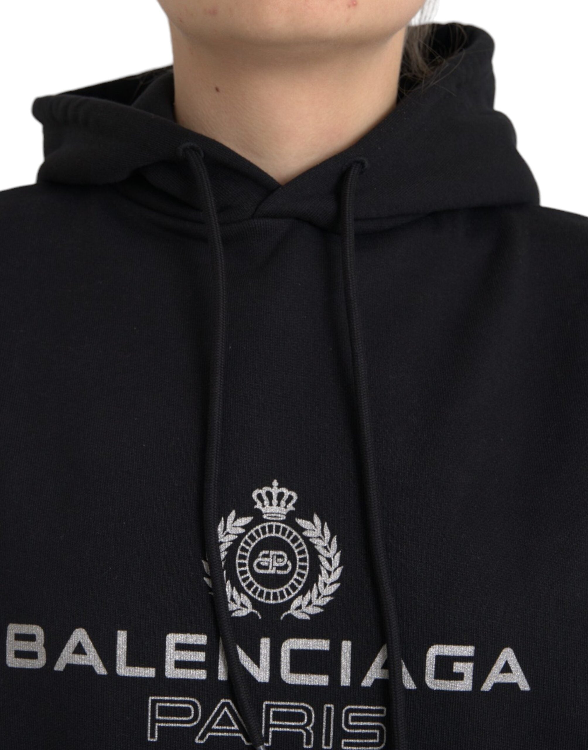 Balenciaga – Schwarzer Kapuzenpullover aus Baumwolle mit Logo