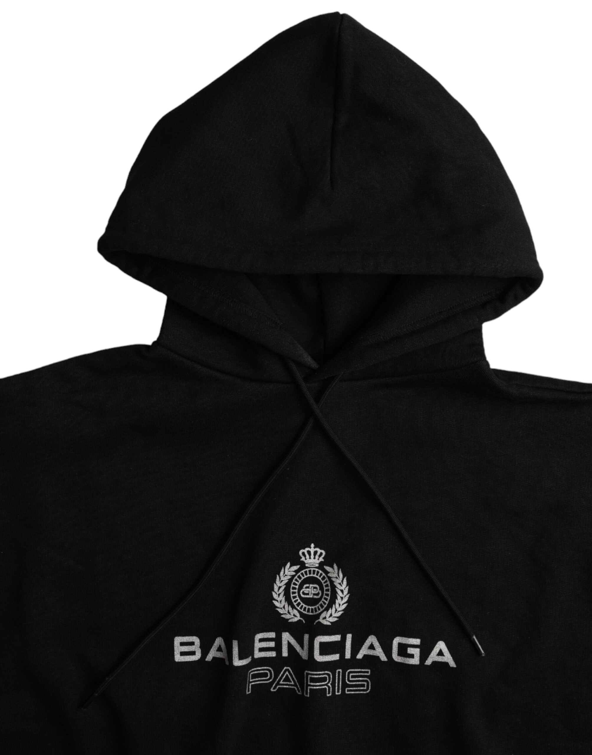 Balenciaga – Schwarzer Kapuzenpullover aus Baumwolle mit Logo
