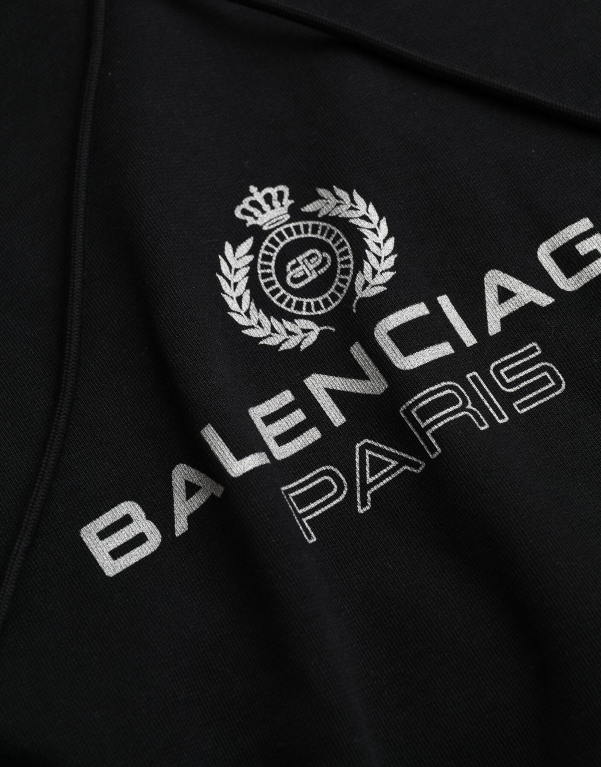 Balenciaga – Schwarzer Kapuzenpullover aus Baumwolle mit Logo