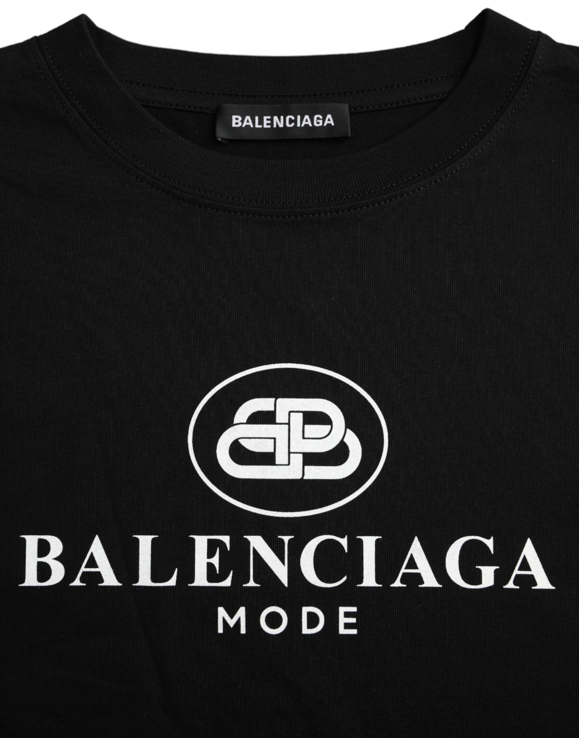 Balenciaga – Schwarzes T-Shirt aus Baumwolle mit Rundhalsausschnitt und kurzen Ärmeln und Logo
