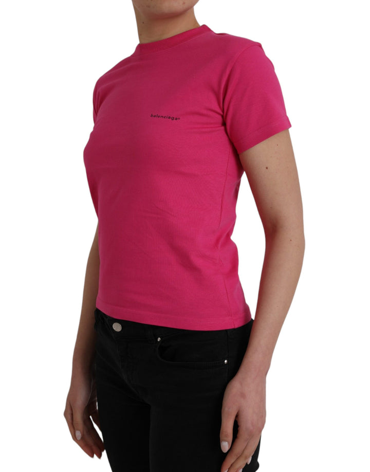 Balenciaga – T-Shirt aus Baumwolle mit Rundhalsausschnitt und kurzen Ärmeln in Rosa