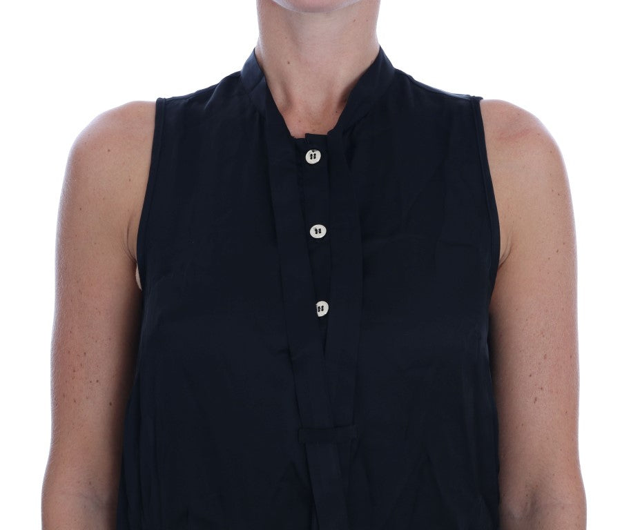 Versace Jeans Schicke ärmellose schwarze Hemdbluse