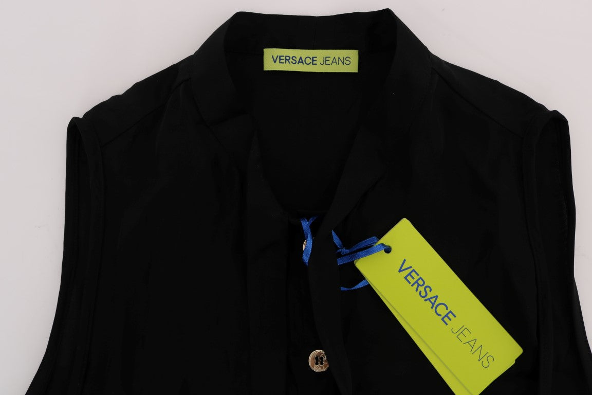 Versace Jeans Schicke ärmellose schwarze Hemdbluse