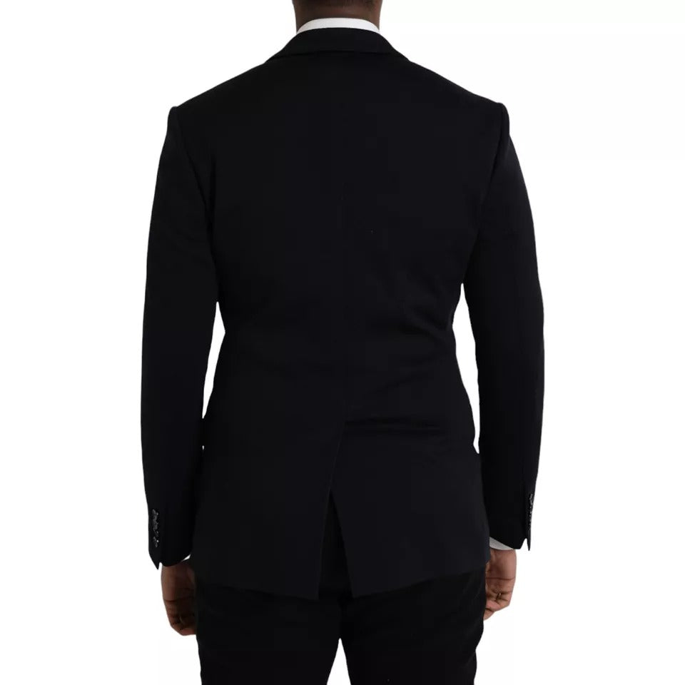 Dolce &amp; Gabbana – Blauer, einreihiger Blazer aus Wolle mit Kerbe