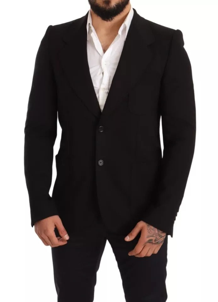 Dolce &amp; Gabbana – Schwarzer Slim Fit-Manteljacke-Blazer aus Wolle