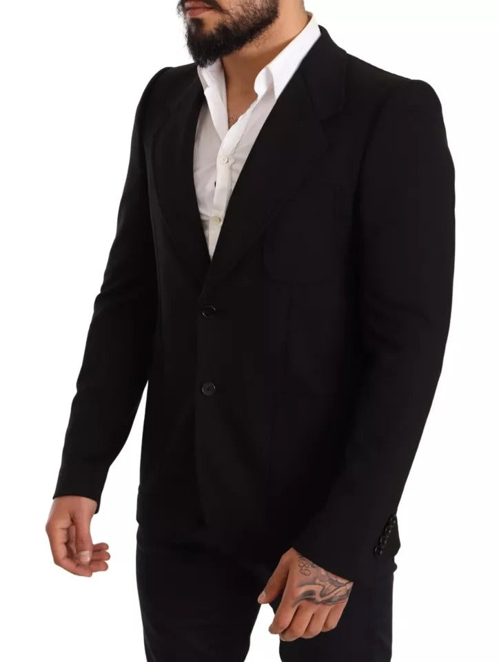 Dolce &amp; Gabbana – Schwarzer Slim Fit-Manteljacke-Blazer aus Wolle