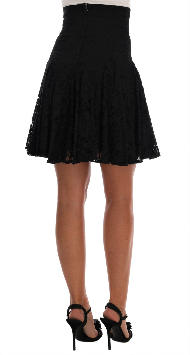 Dolce &amp; Gabbana – Eleganter Minirock in A-Linie mit Blumenspitze