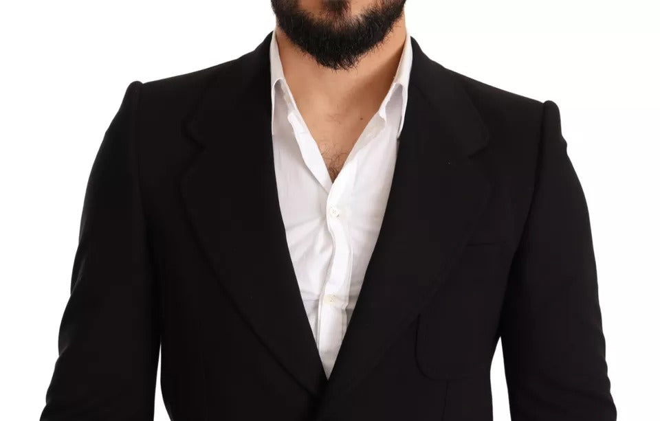 Dolce &amp; Gabbana – Schwarzer Slim Fit-Manteljacke-Blazer aus Wolle