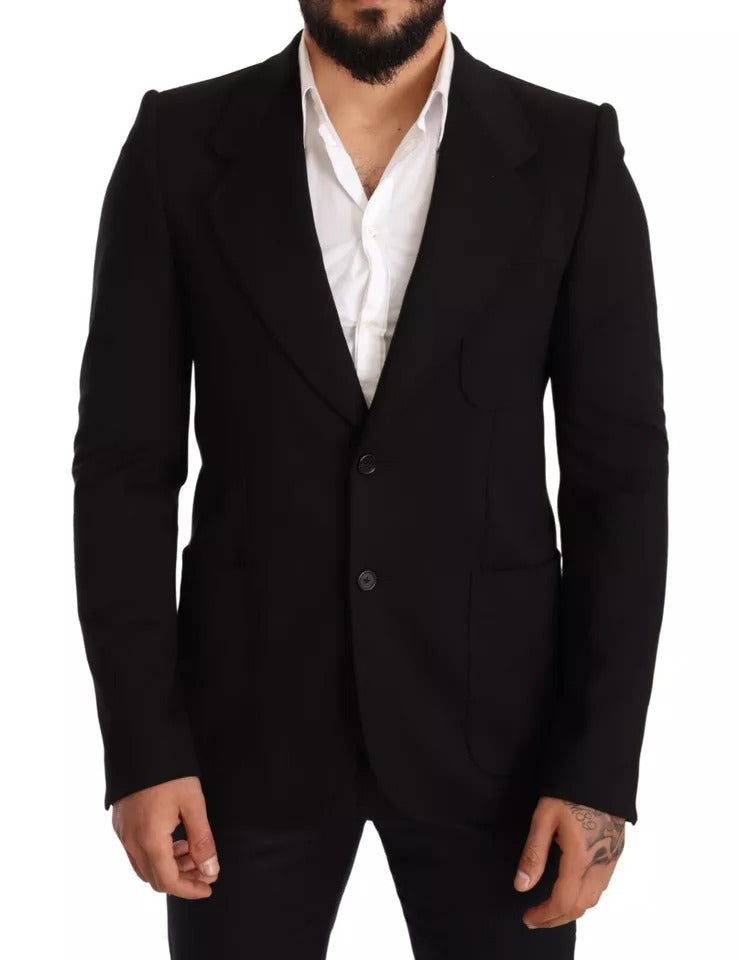 Dolce &amp; Gabbana – Schwarzer Slim Fit-Manteljacke-Blazer aus Wolle