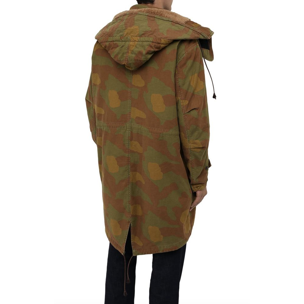 Dsquared² Parka mit Kapuze und Strukturmuster in Camouflage mit Lederdetails
