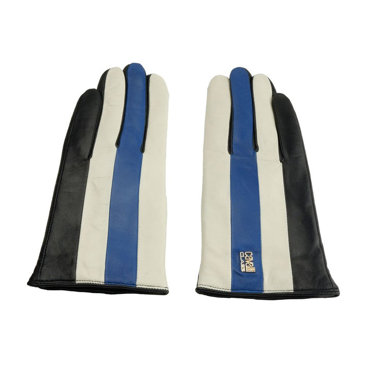 Cavalli Class Blauer Lammfellhandschuh für Damen
