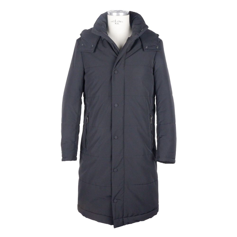 Schwarzer Regenmantel aus Wolle für Herren, Made in Italy