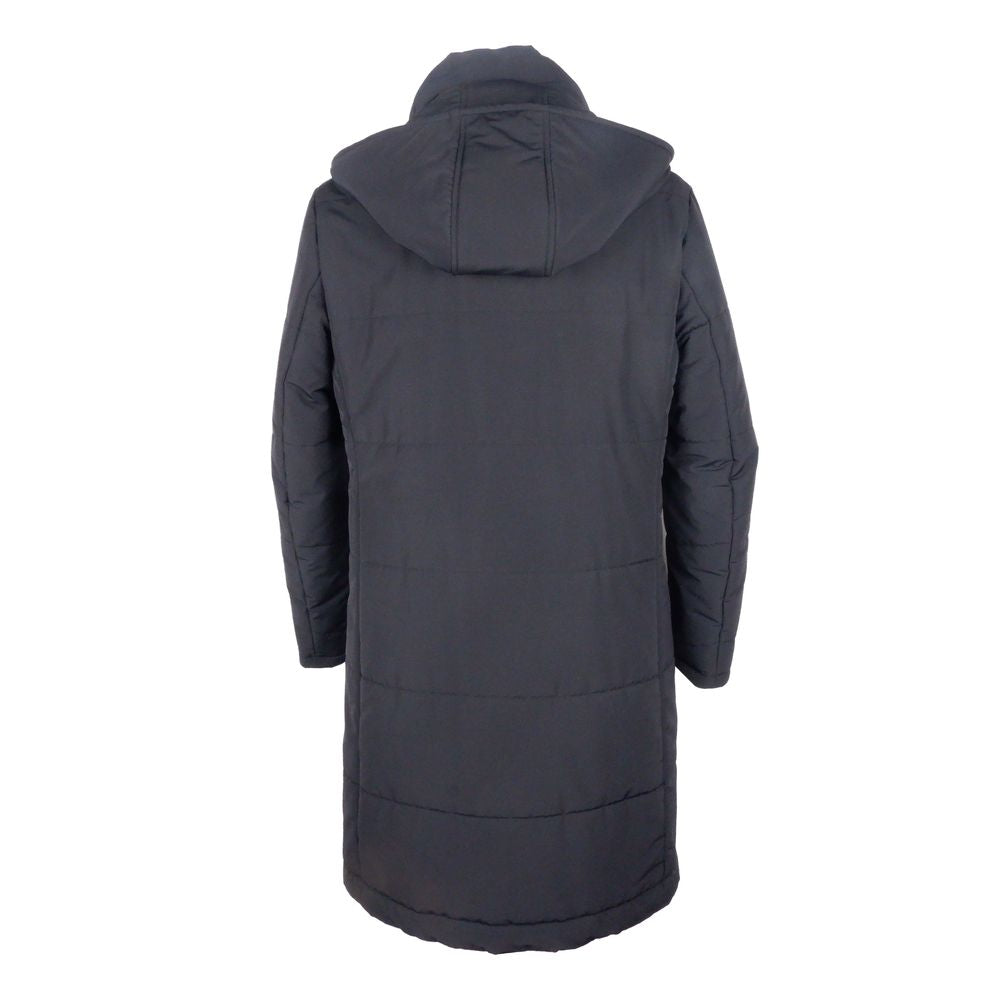 Schwarzer Regenmantel aus Wolle für Herren, Made in Italy