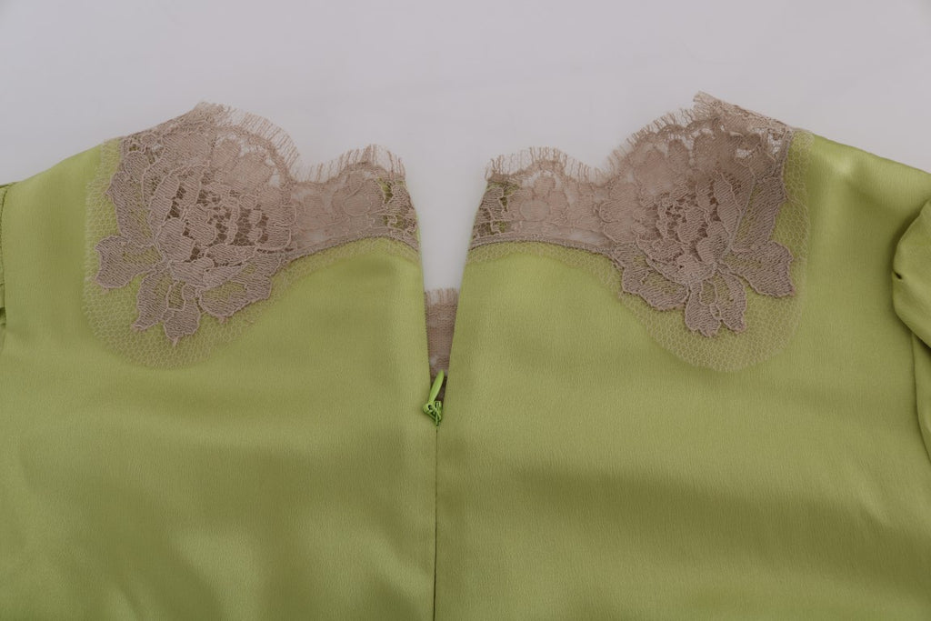 Dolce &amp; Gabbana Elegante Seidenbluse mit floraler Spitze