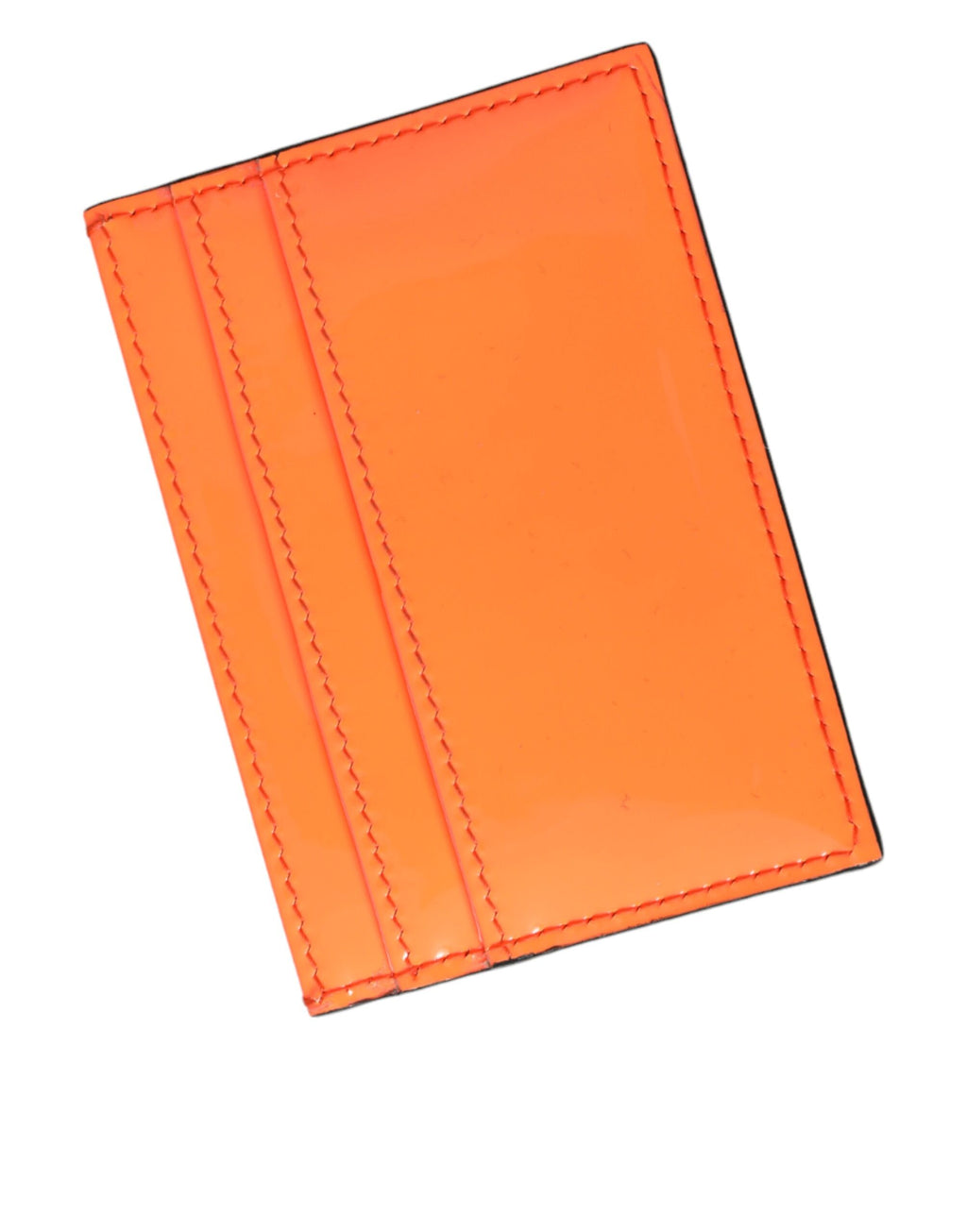 Dolce &amp; Gabbana – Kartenetui aus orange-schwarzem Leder mit Logo-Plakette