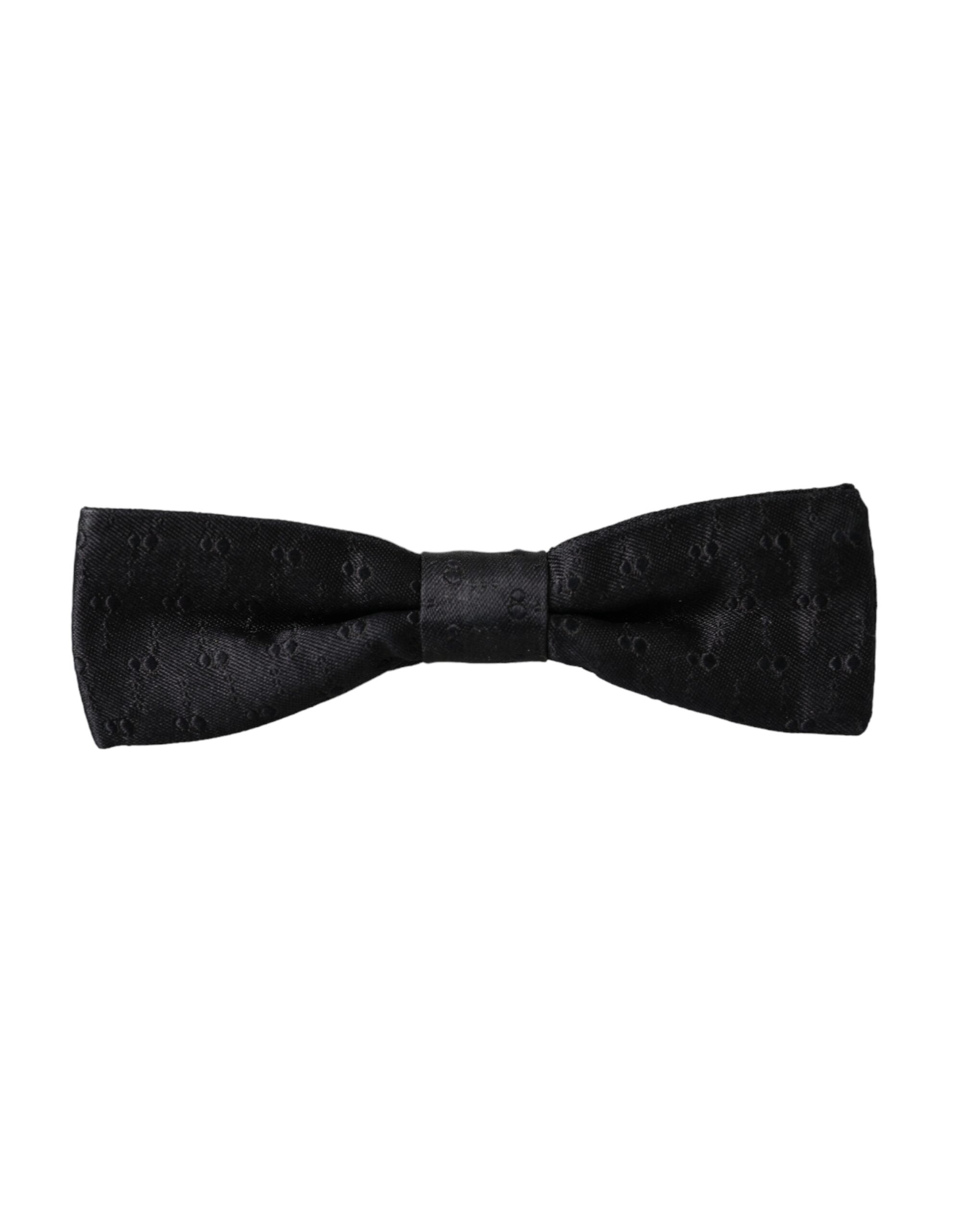 Dolce &amp; Gabbana – Schwarze, gemusterte Herrenfliege aus Seide mit verstellbarem Hals