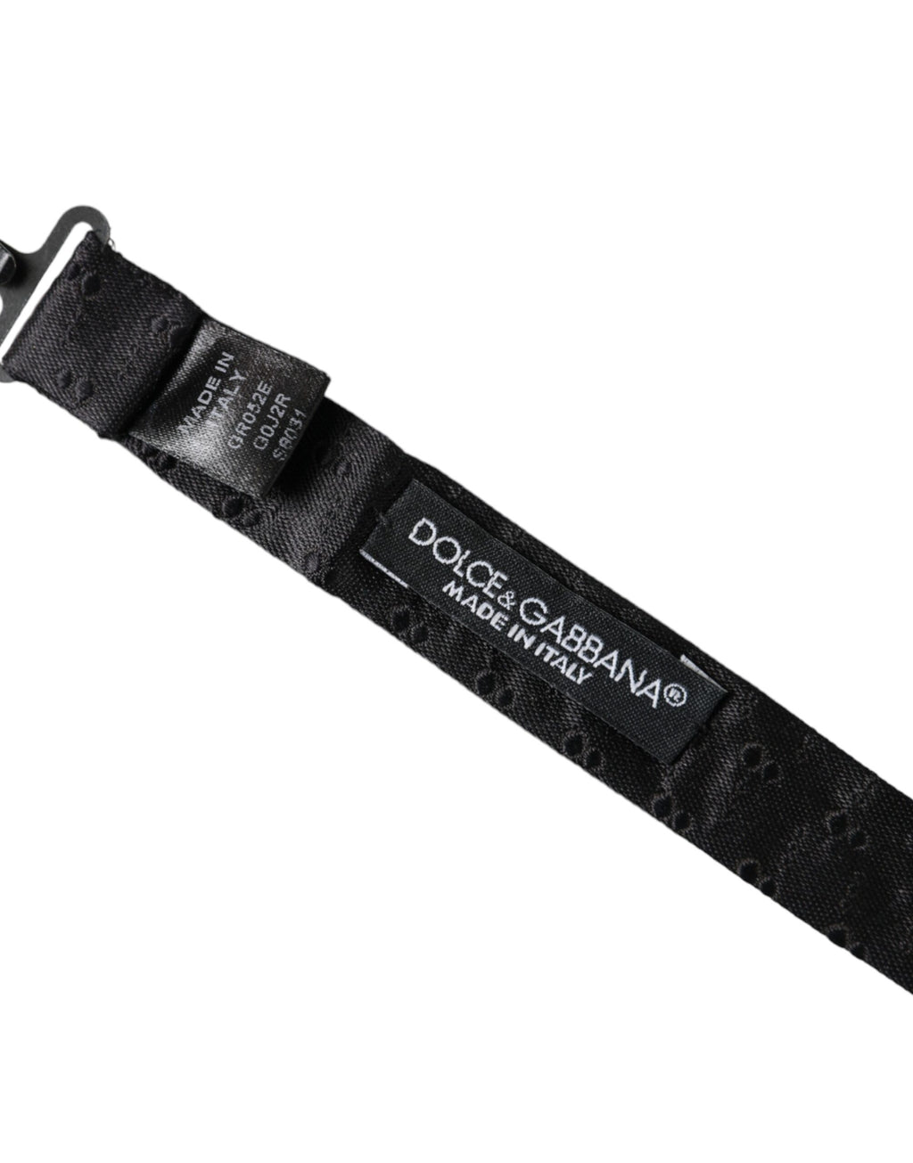 Dolce &amp; Gabbana – Schwarze, gemusterte Herrenfliege aus Seide mit verstellbarem Hals