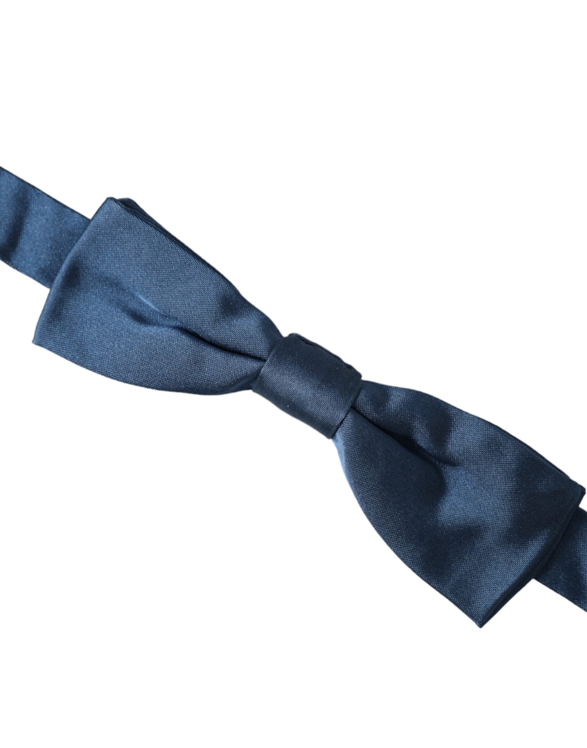 Dolce &amp; Gabbana Blaue Herrenfliege aus Satinseide mit verstellbarem Hals