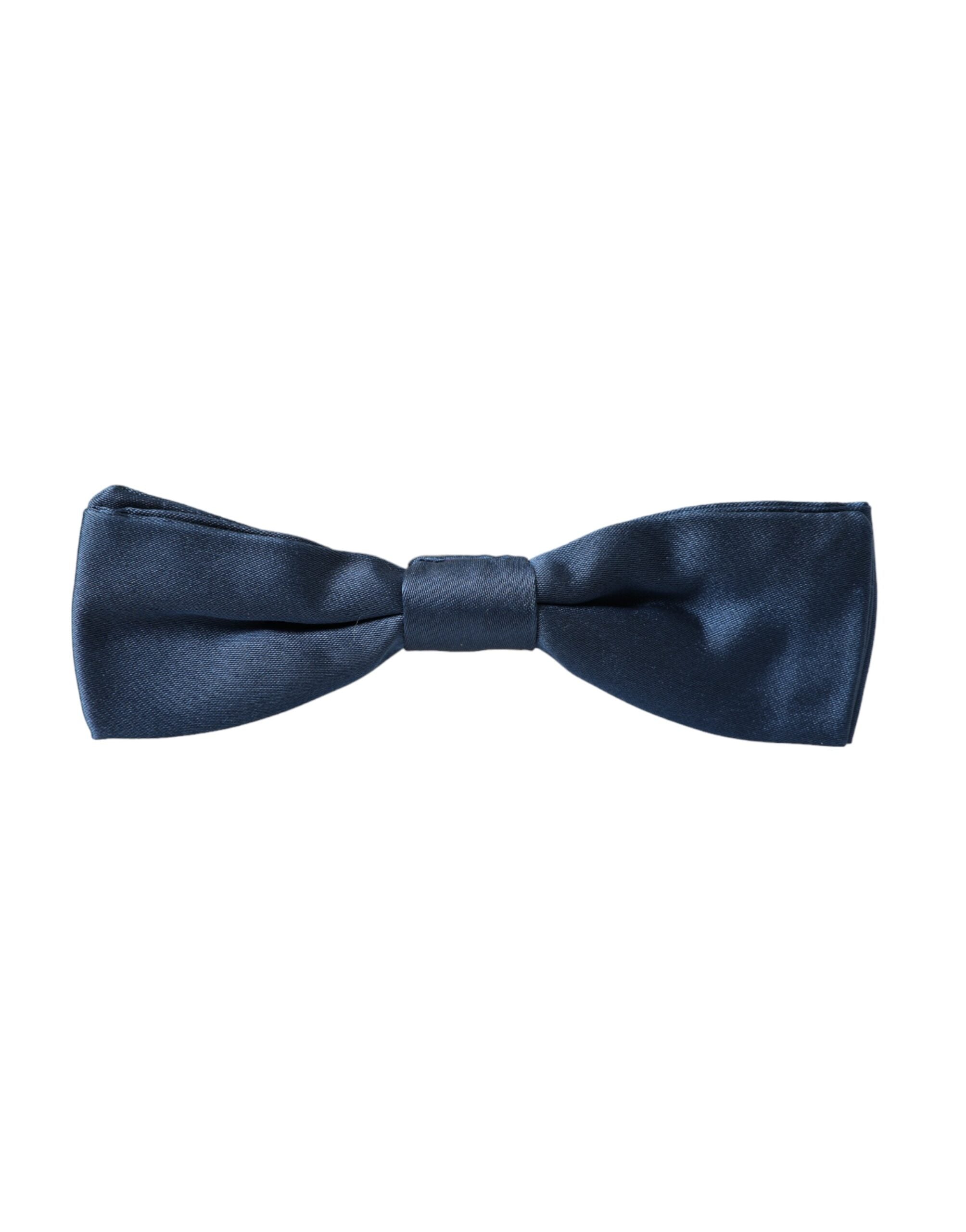 Dolce &amp; Gabbana Blaue Herrenfliege aus Satinseide mit verstellbarem Hals