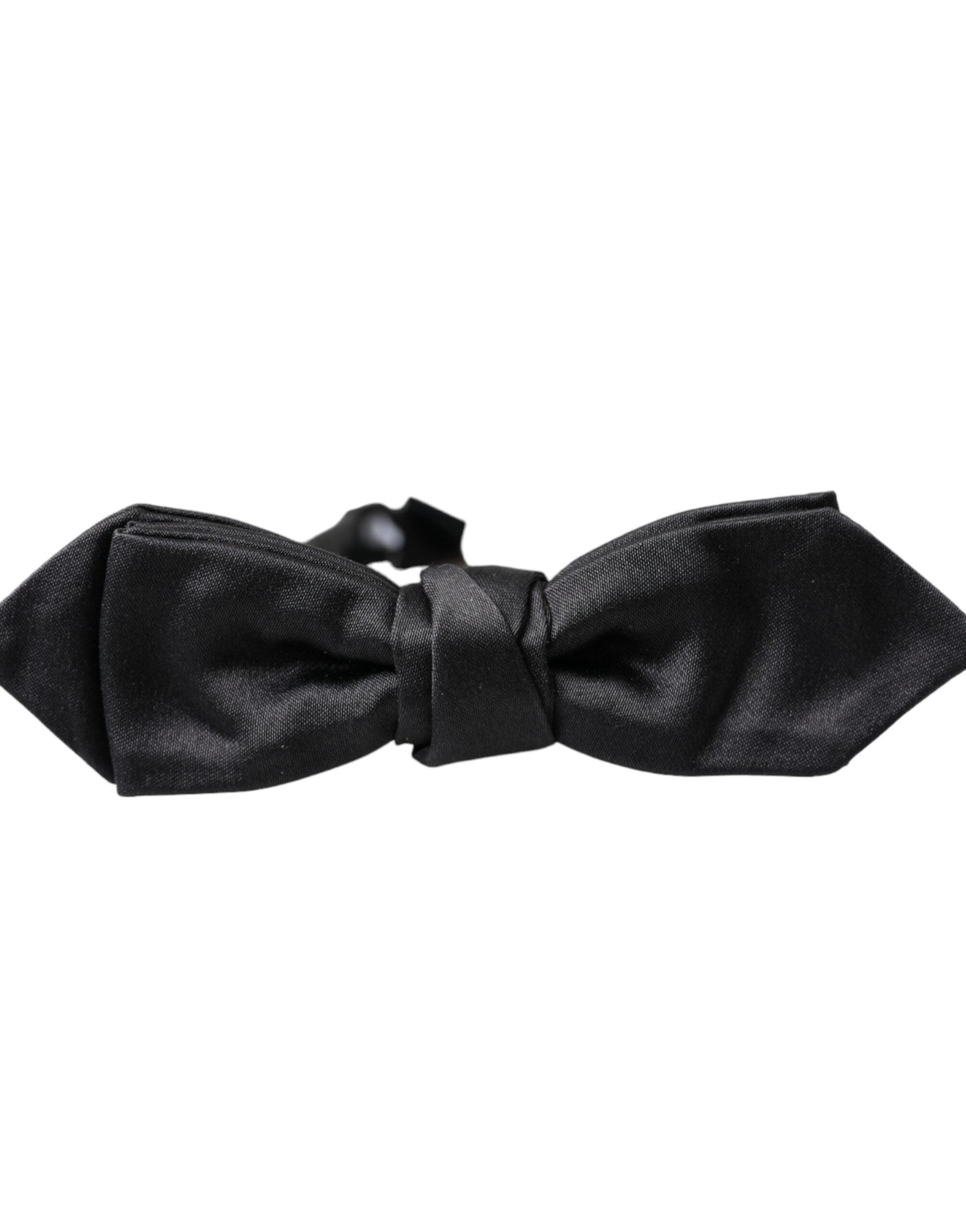 Dolce &amp; Gabbana Schwarze Herrenfliege aus Satinseide mit verstellbarem Hals