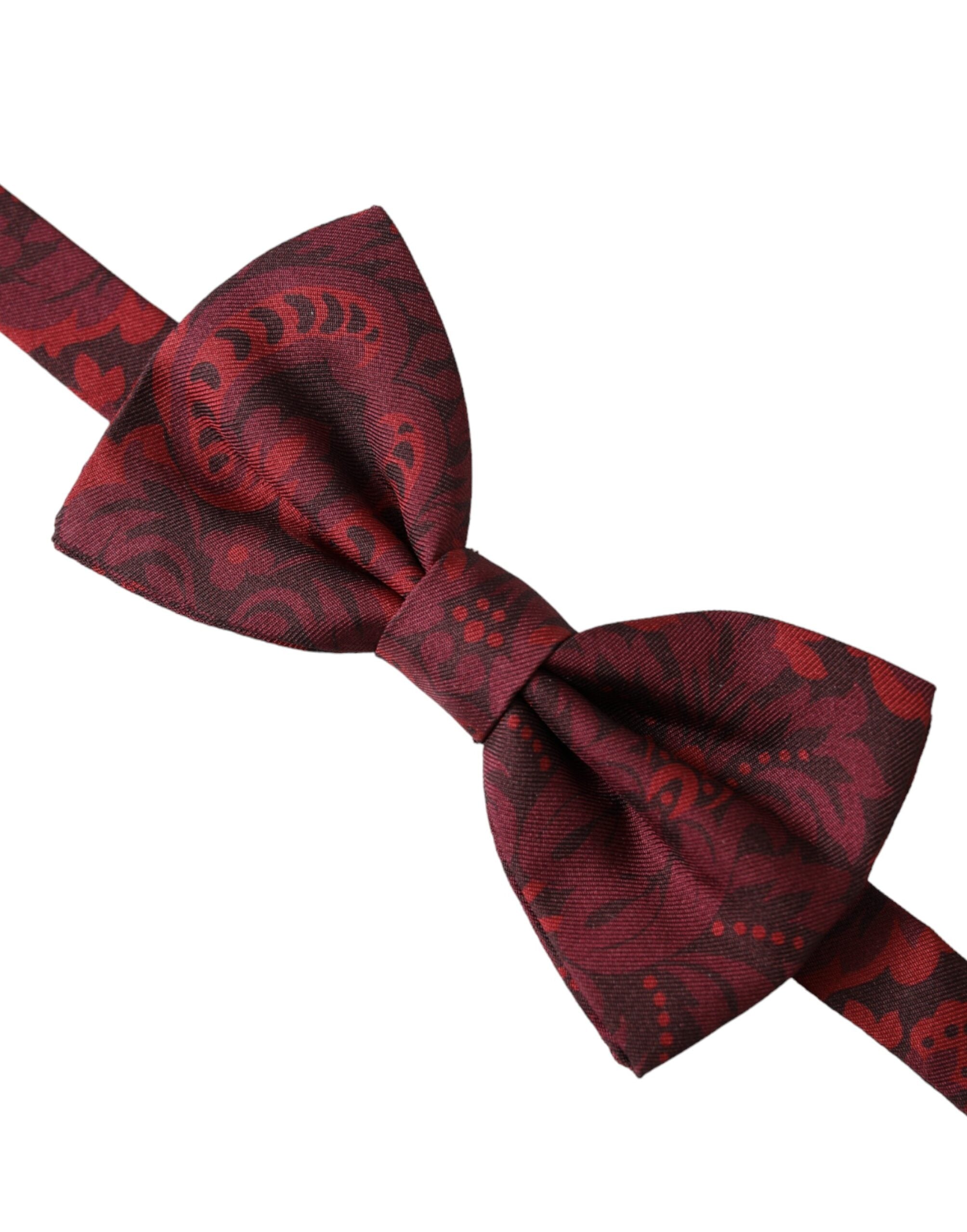 Dolce &amp; Gabbana Rote Seidenfliege mit Blumenmuster, verstellbarer Halsausschnitt