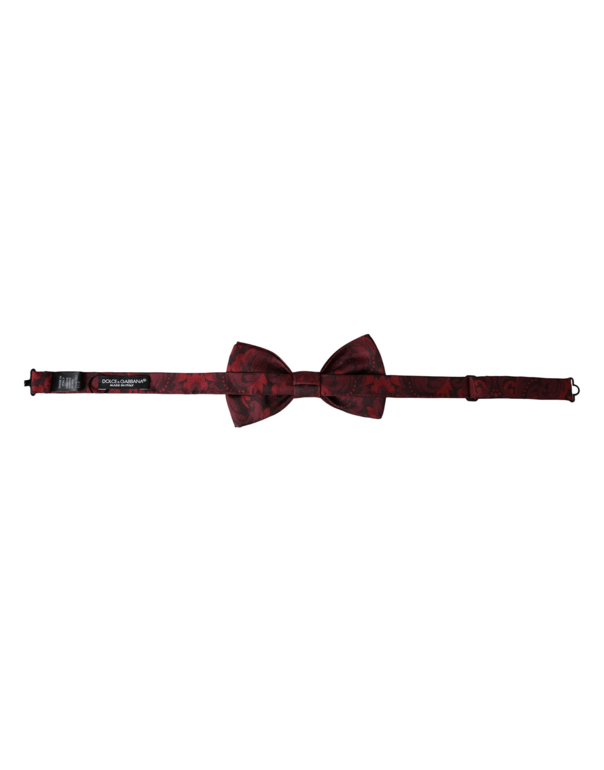 Dolce &amp; Gabbana Rote Seidenfliege mit Blumenmuster, verstellbarer Halsausschnitt