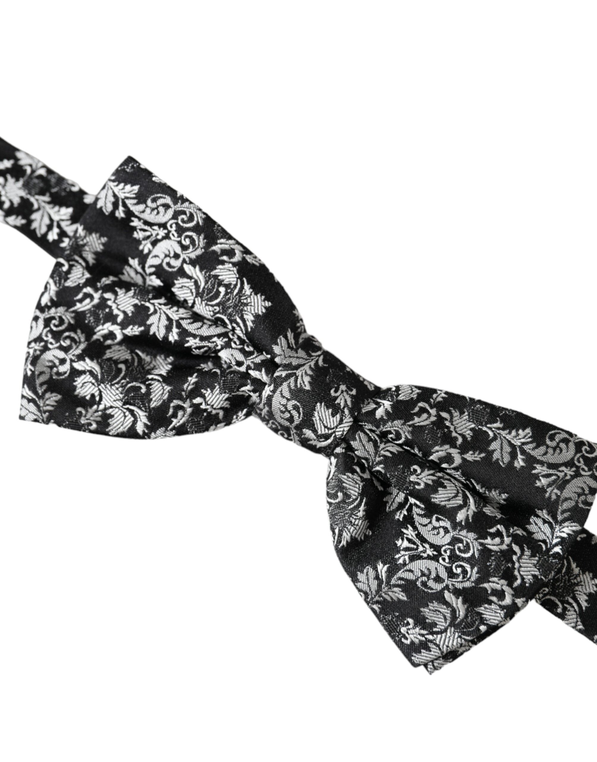 Dolce &amp; Gabbana Schwarze, florale Seidenfliege mit verstellbarem Halsausschnitt