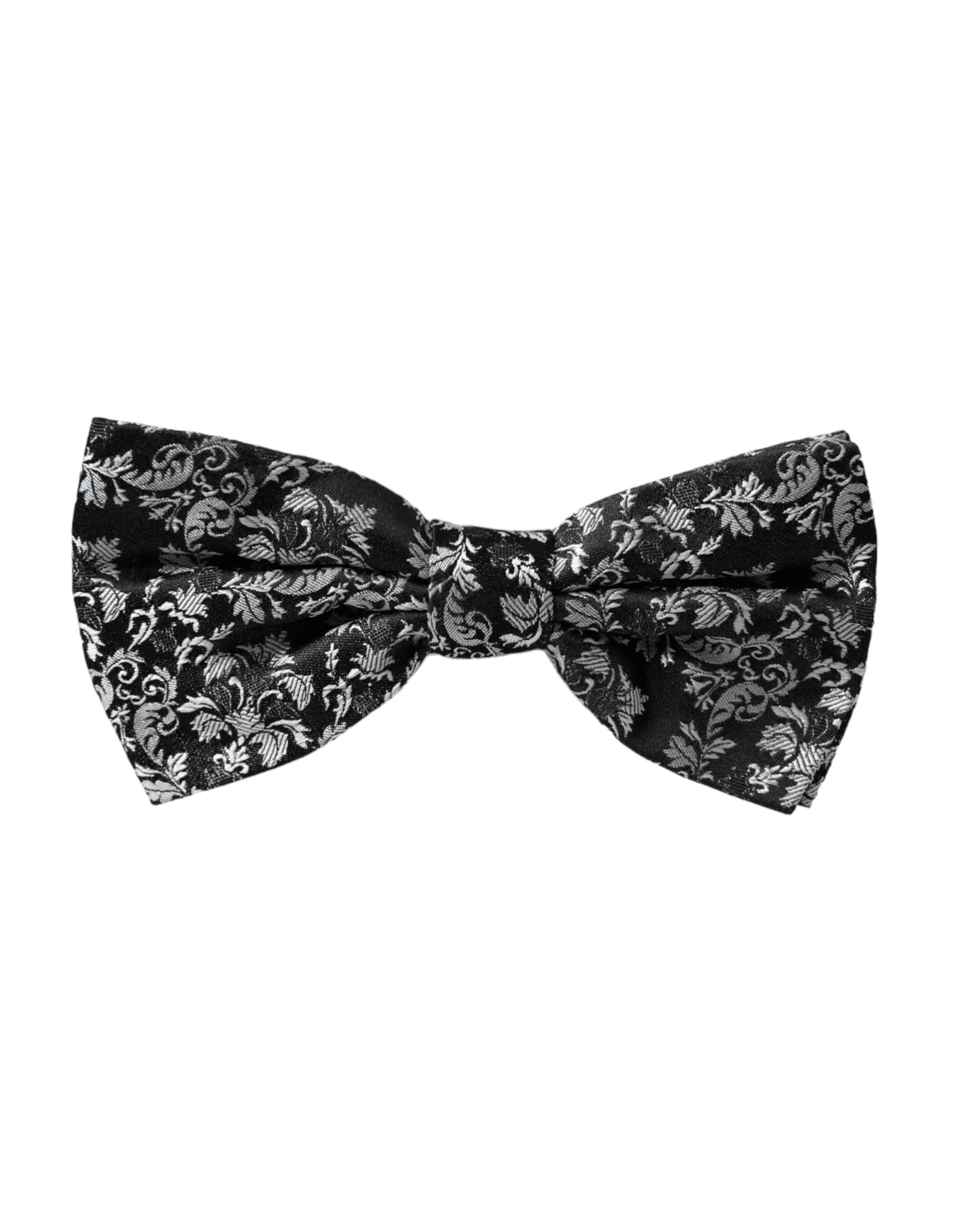 Dolce &amp; Gabbana Schwarze, florale Seidenfliege mit verstellbarem Halsausschnitt