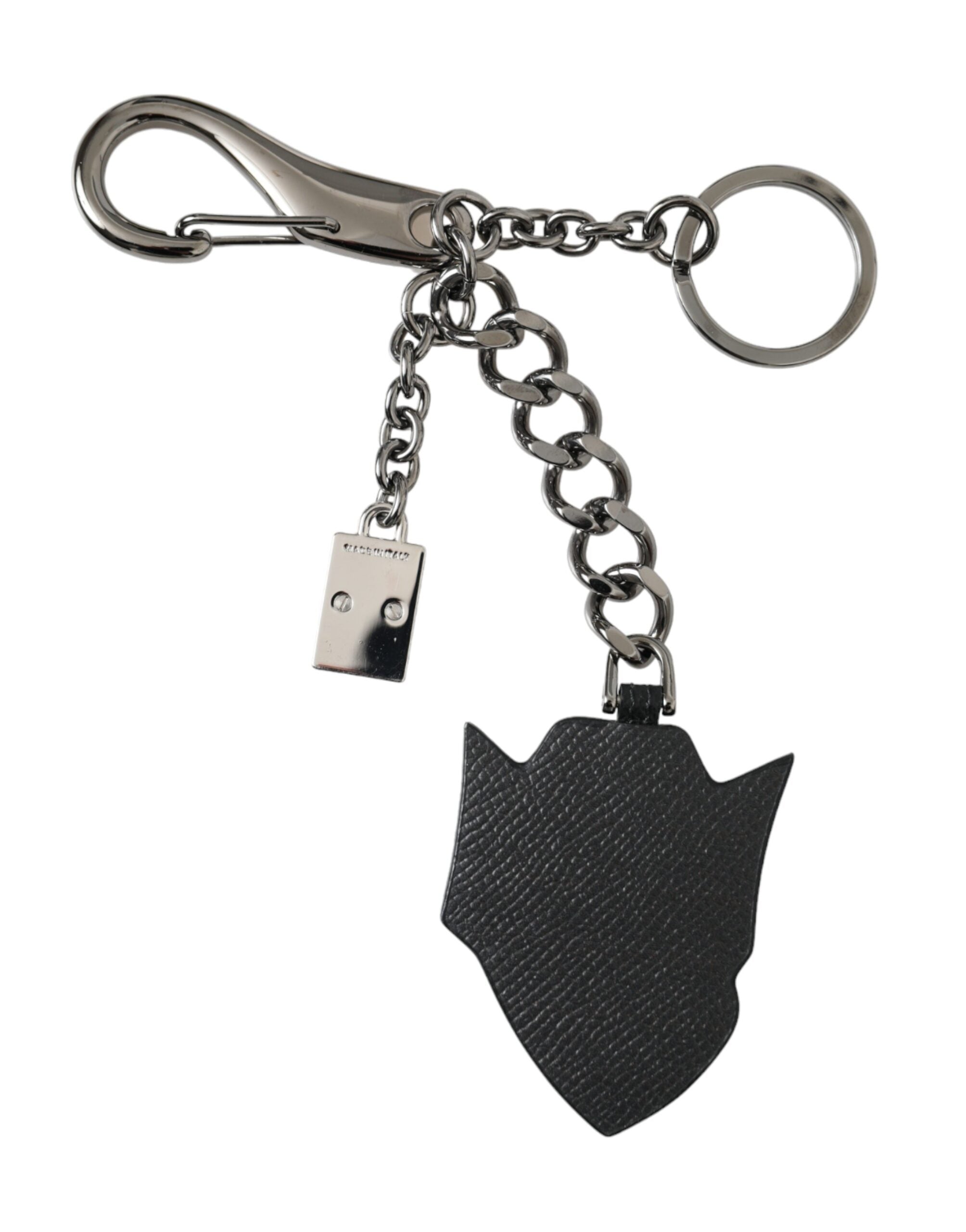 Dolce &amp; Gabbana Black Prince Nieten Logo Silber Messing Schlüsselanhänger Schlüsselanhänger