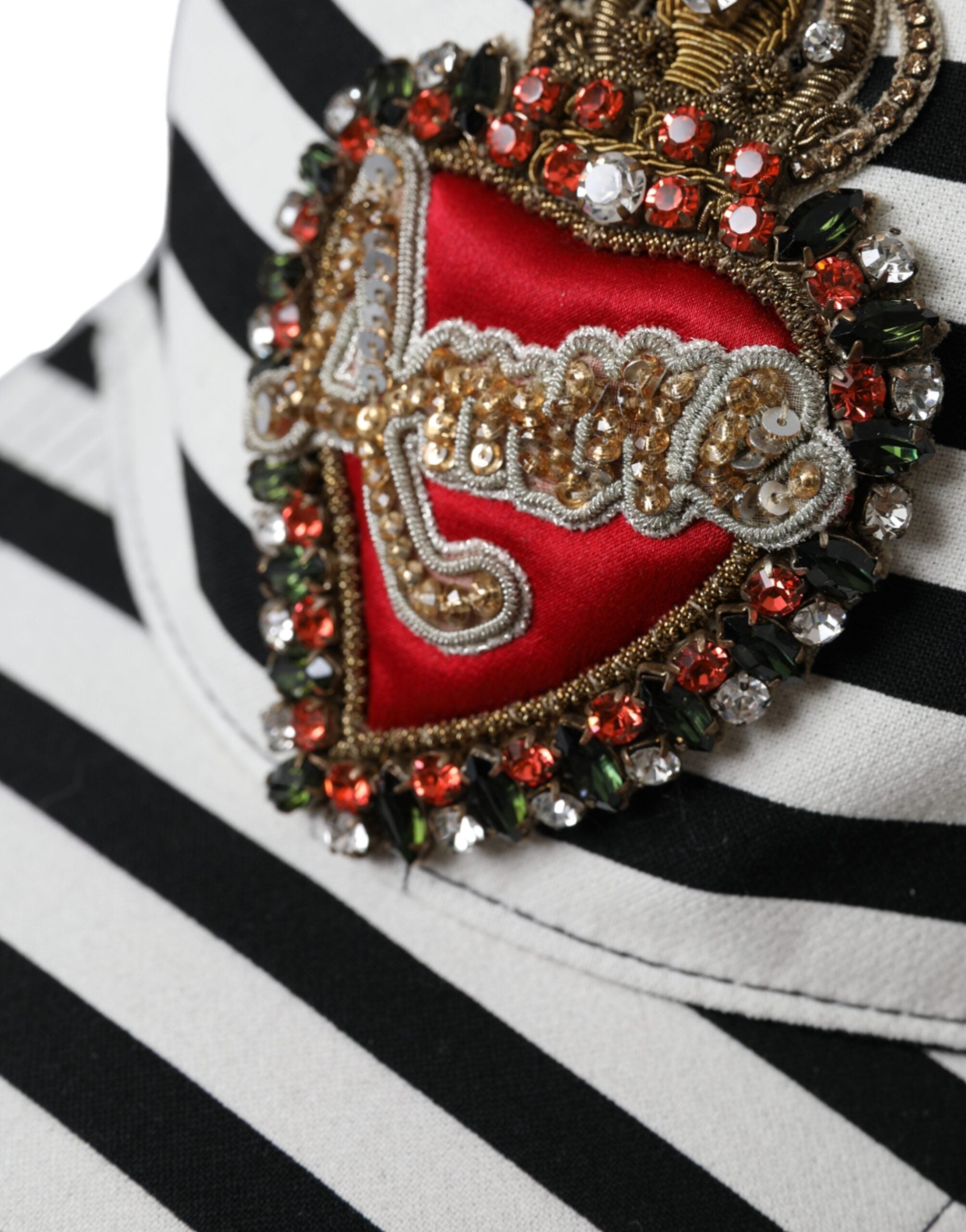 Dolce &amp; Gabbana – Baseballkappe mit Amore-Herz-Applikation in Schwarz und Weiß