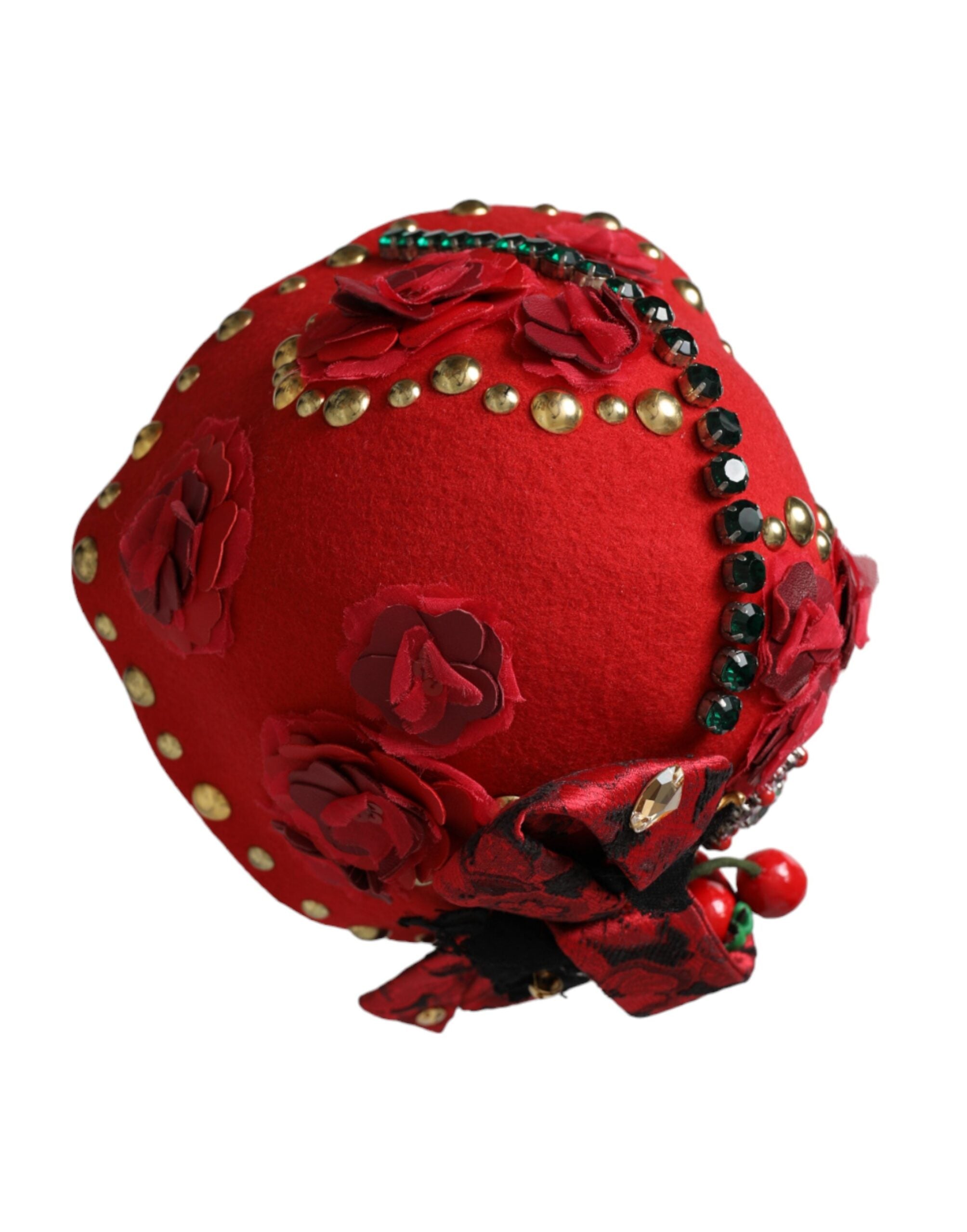 Dolce &amp; Gabbana – Hut mit roter Kristall- und goldener Rosenbrosche