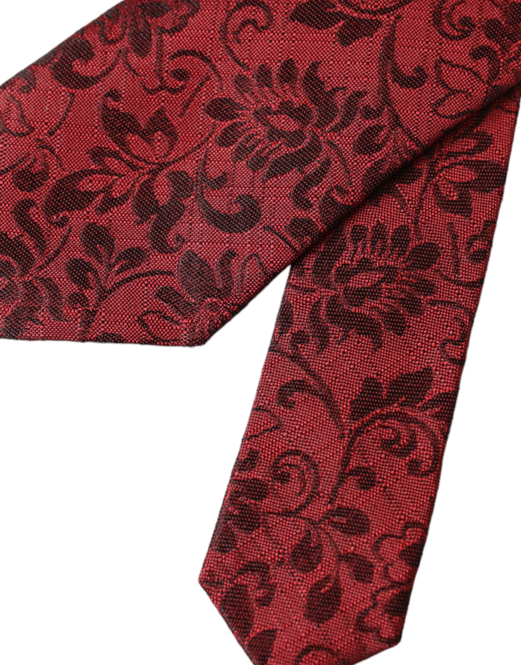 Dolce &amp; Gabbana Rote, florale Seidenbrokat-Krawatte für Herren