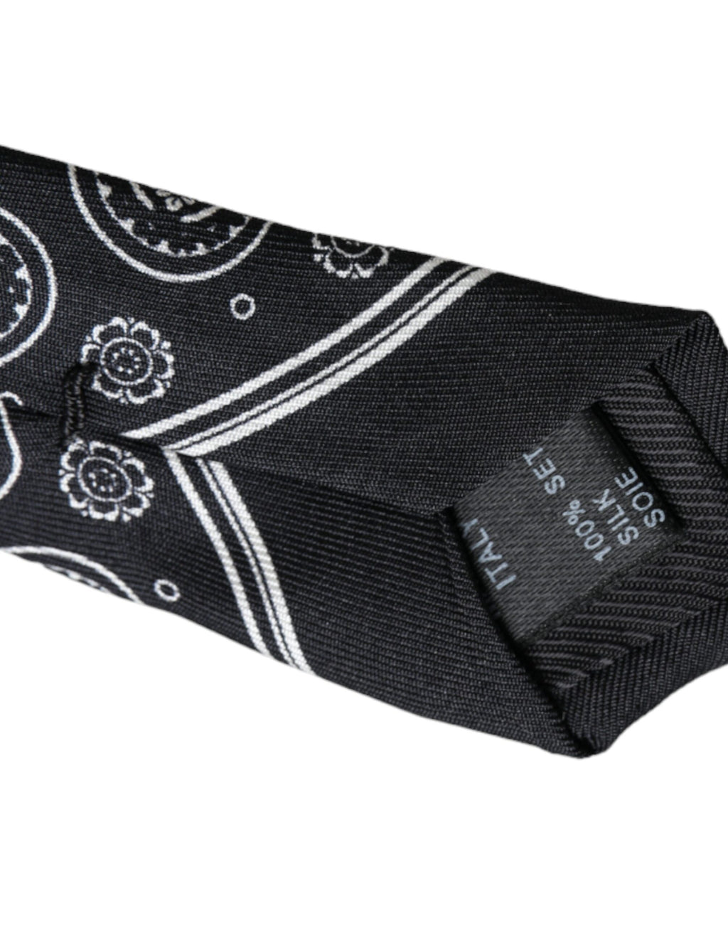 Dolce &amp; Gabbana – Verstellbare Krawatte aus 100 % Seide mit schwarzem Muster