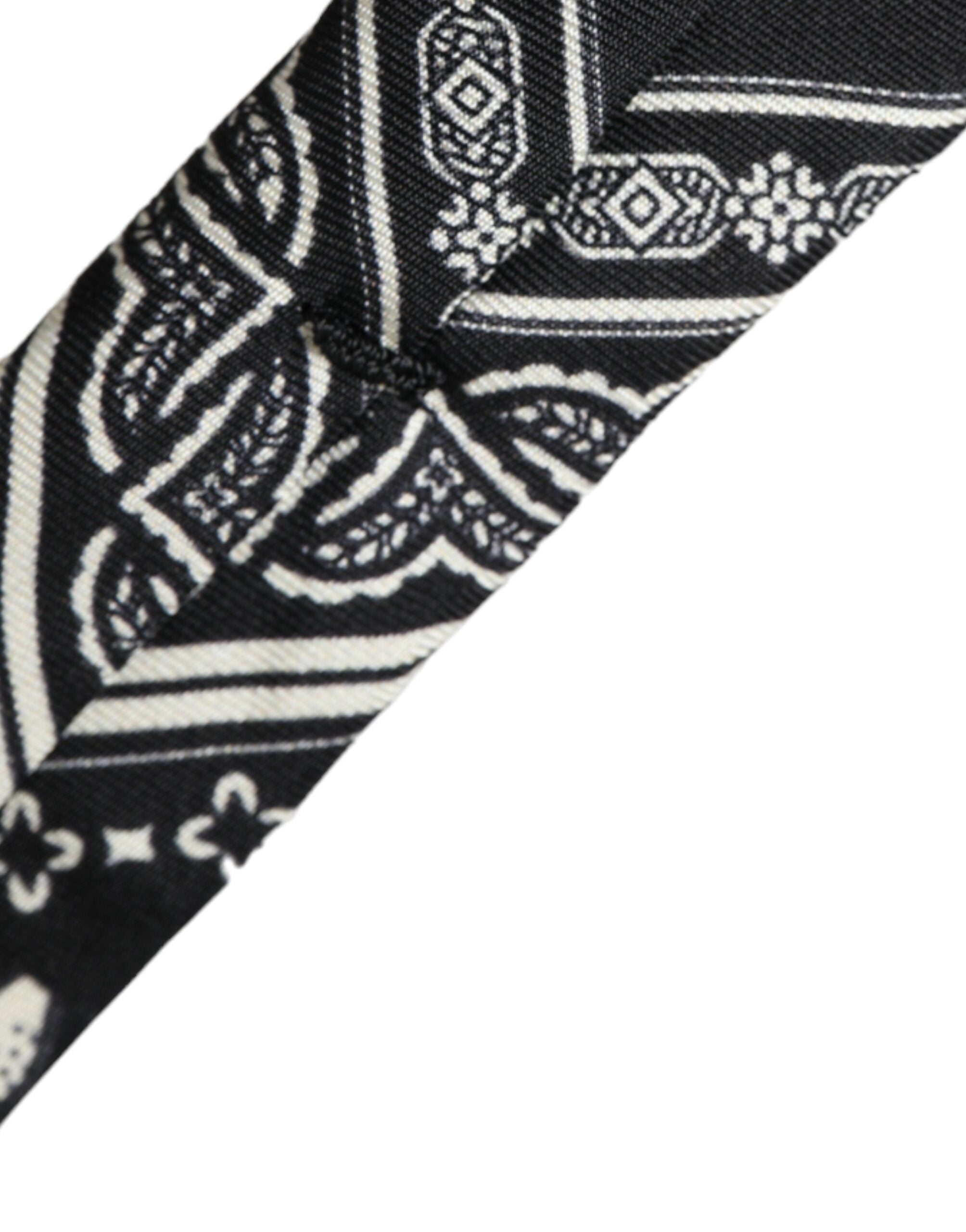 Dolce &amp; Gabbana – Verstellbare Krawatte aus 100 % Seide mit schwarzem Muster