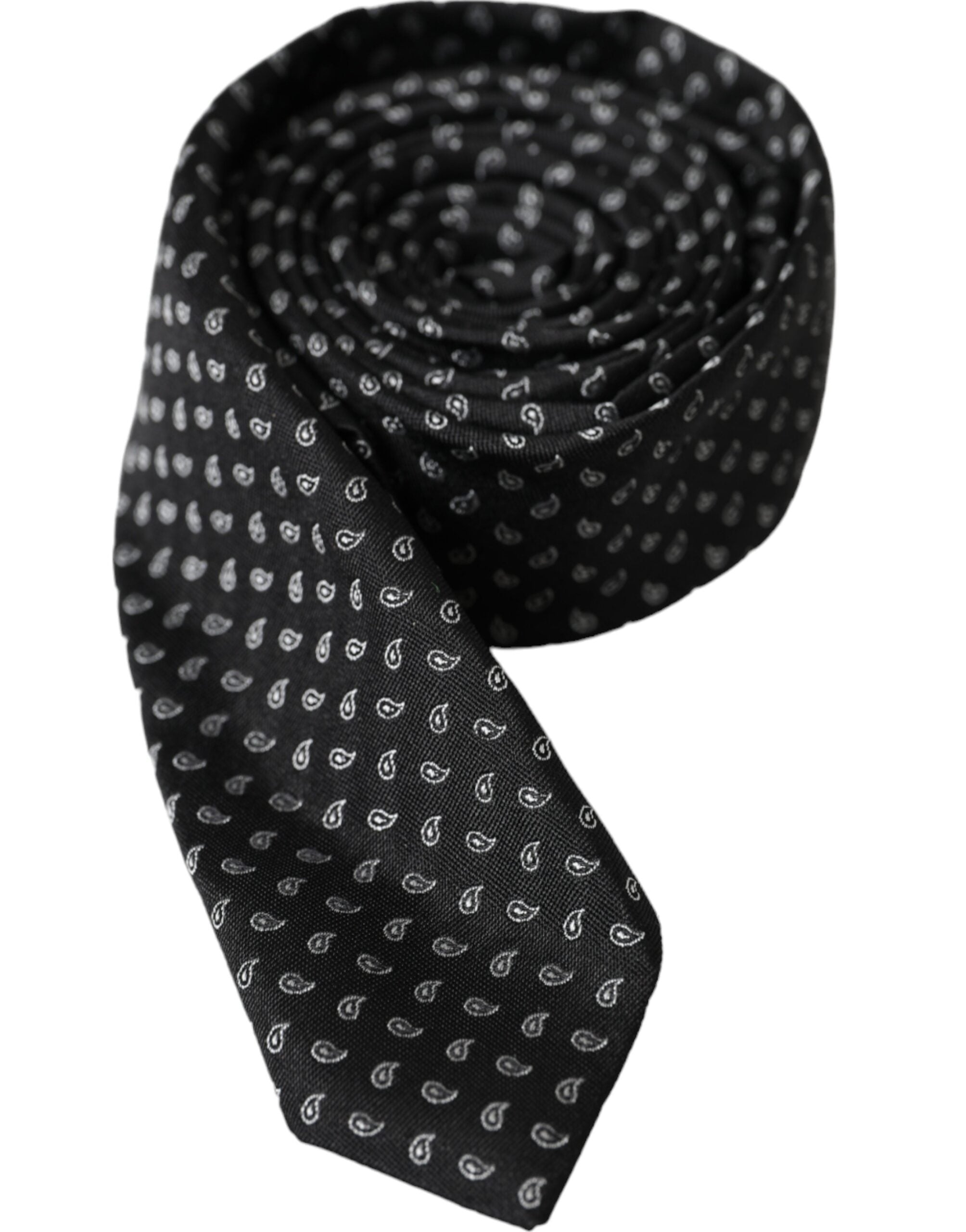 Dolce &amp; Gabbana – Verstellbare Herrenkrawatte aus schwarzer Seide mit Jacquardmuster