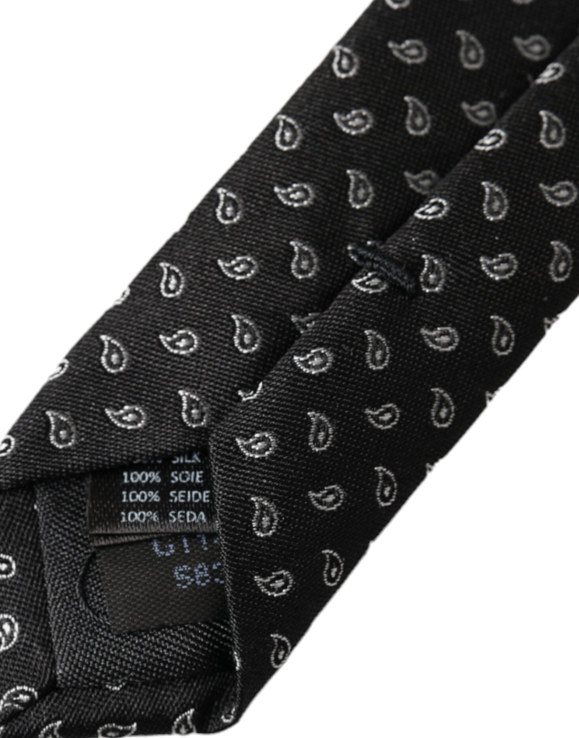 Dolce &amp; Gabbana – Verstellbare Herrenkrawatte aus schwarzer Seide mit Jacquardmuster