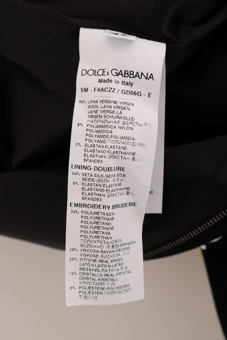 Dolce &amp; Gabbana – Schwarz-weißer Bleistiftrock mit Blumenmuster und Barockkristallen