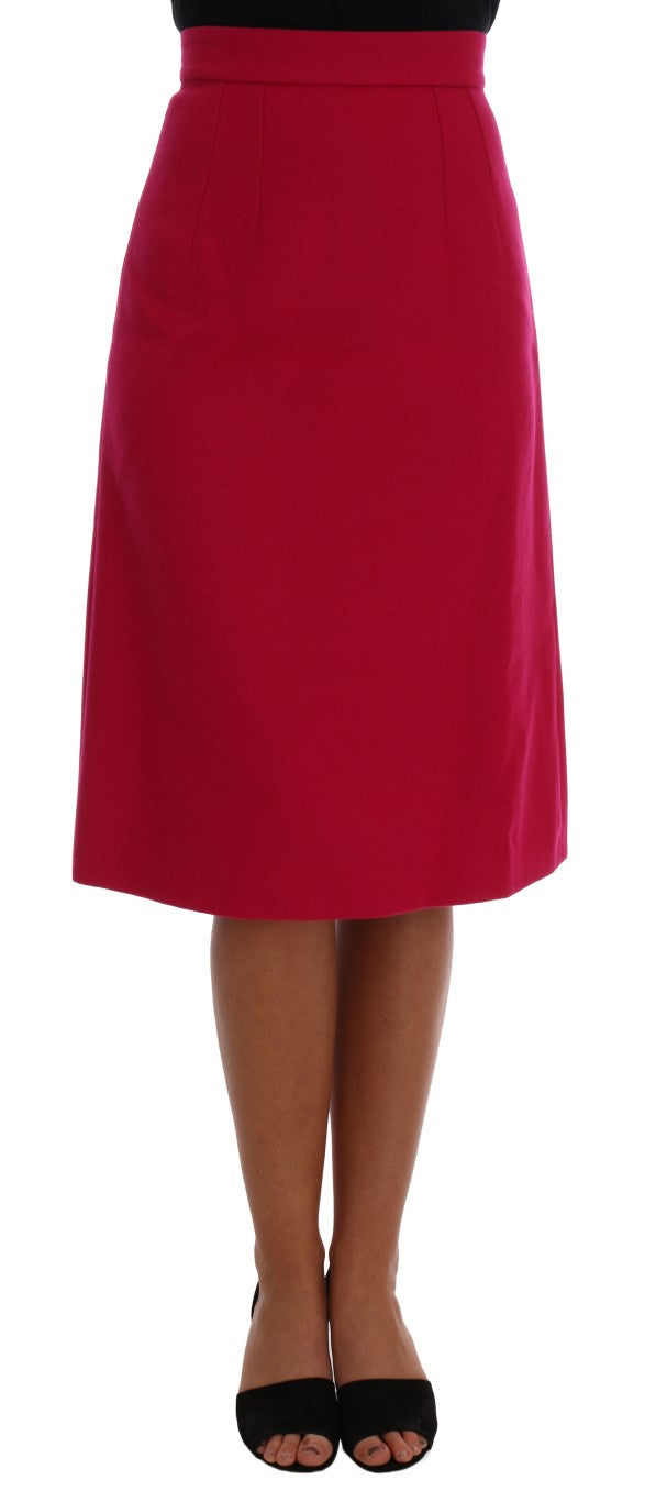 Dolce &amp; Gabbana Eleganter knielanger A-Linien-Rock aus rosa Wolle