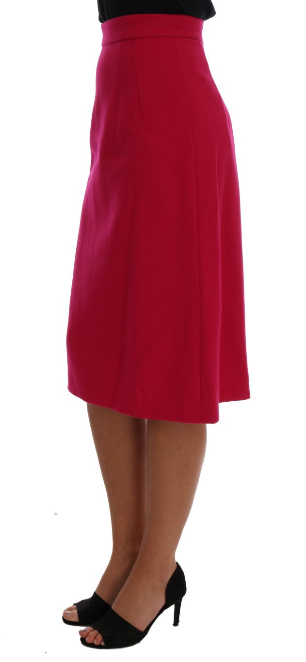 Dolce &amp; Gabbana Eleganter knielanger A-Linien-Rock aus rosa Wolle