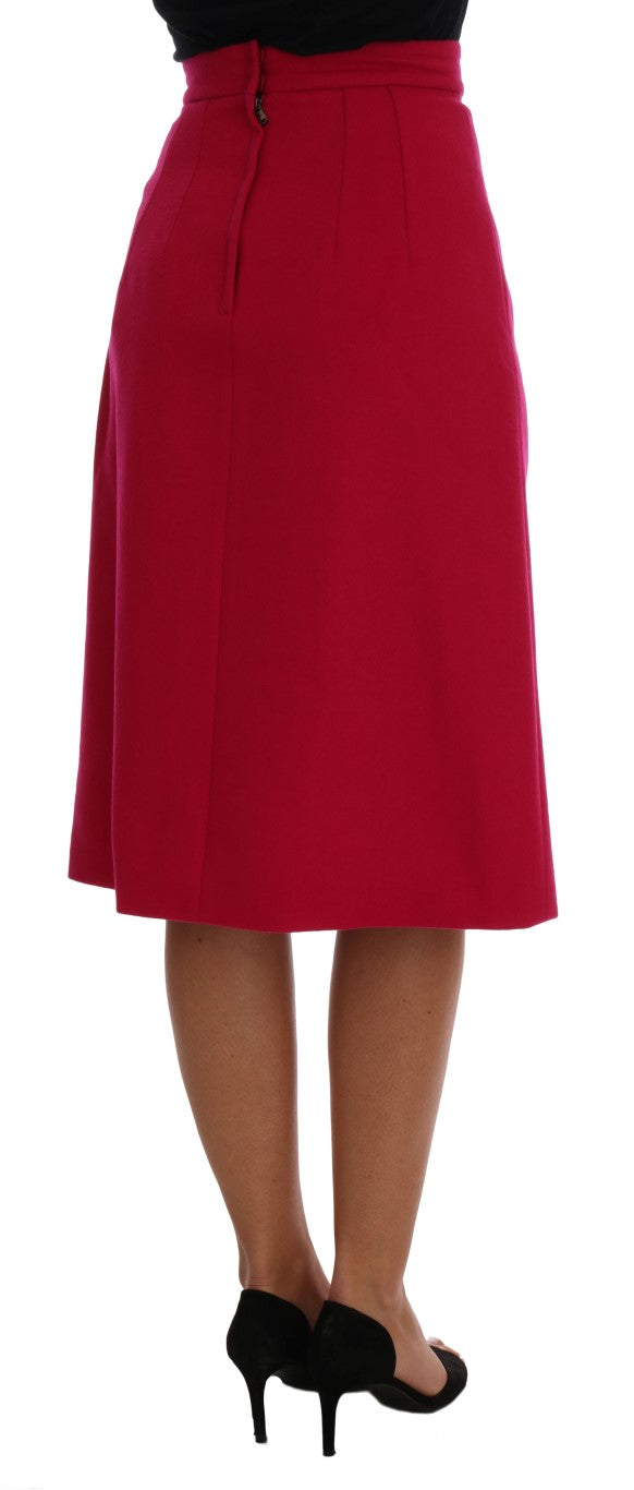 Dolce &amp; Gabbana Eleganter knielanger A-Linien-Rock aus rosa Wolle