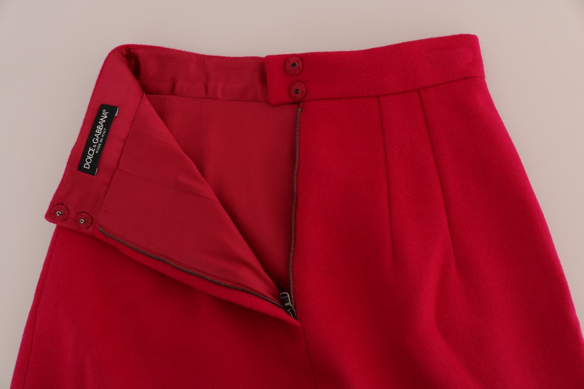 Dolce &amp; Gabbana Eleganter knielanger A-Linien-Rock aus rosa Wolle