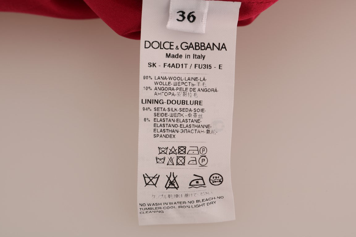 Dolce &amp; Gabbana Eleganter knielanger A-Linien-Rock aus rosa Wolle